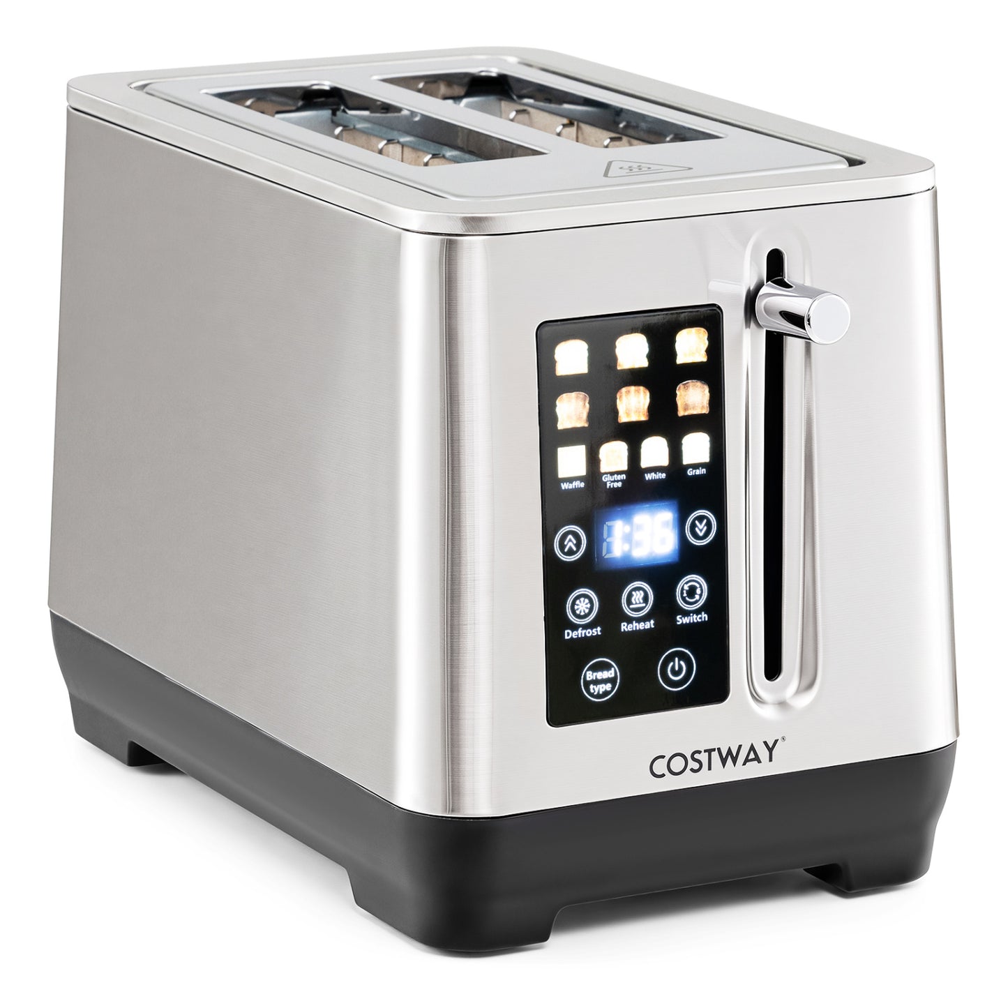 2 Slice Toaster with 6 Browning Levels and 4 Bread Types-Silver