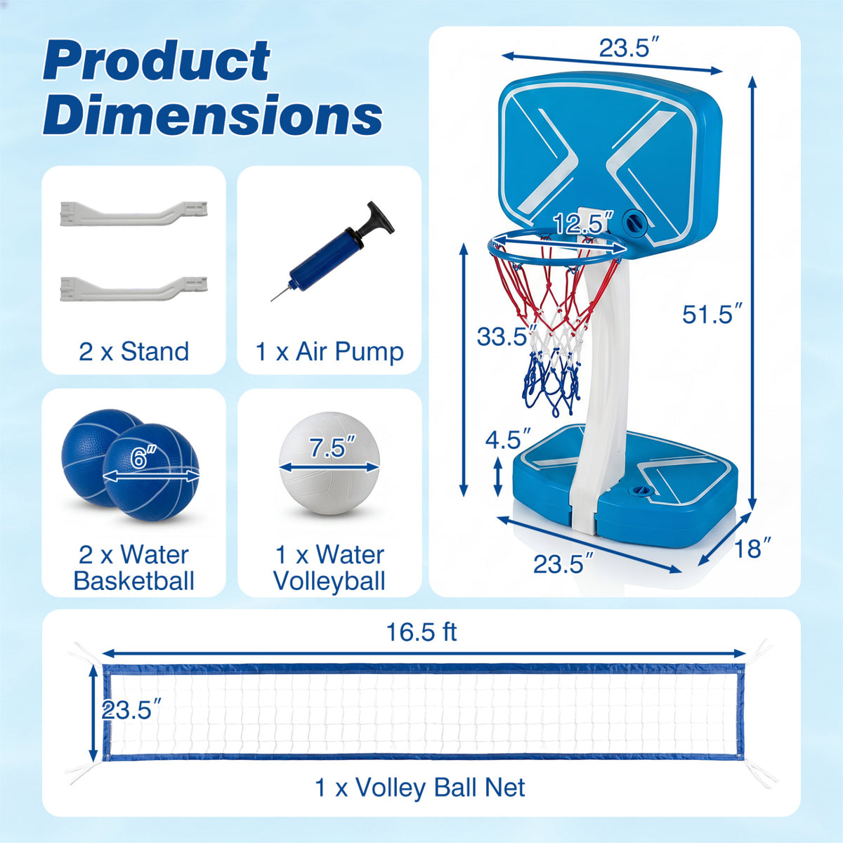 Wilson 2-in-1 pool basketball hoop and volleyball net with weighted base, ideal for water play and outdoor pool fun.