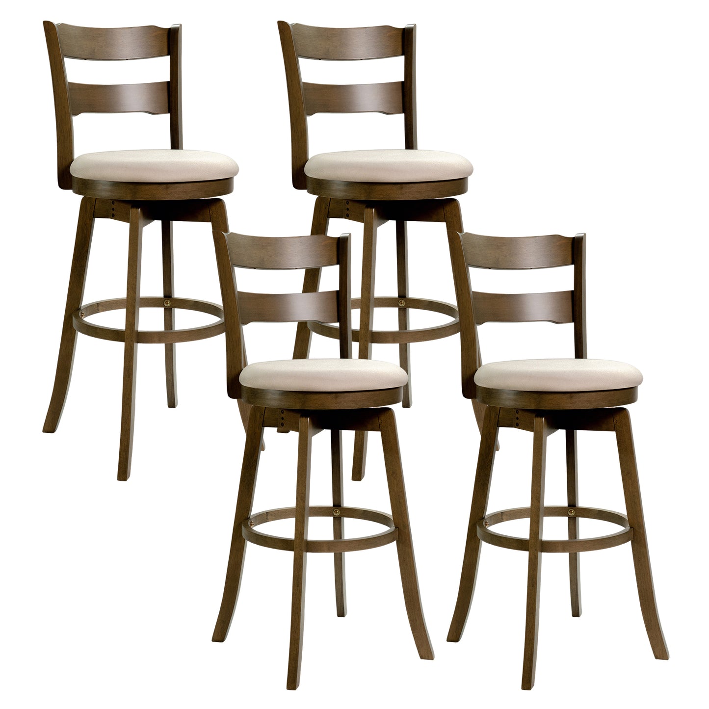 30.5 Inch Swivel Barstools with Backrest & Upholstered Seat-Set of 2