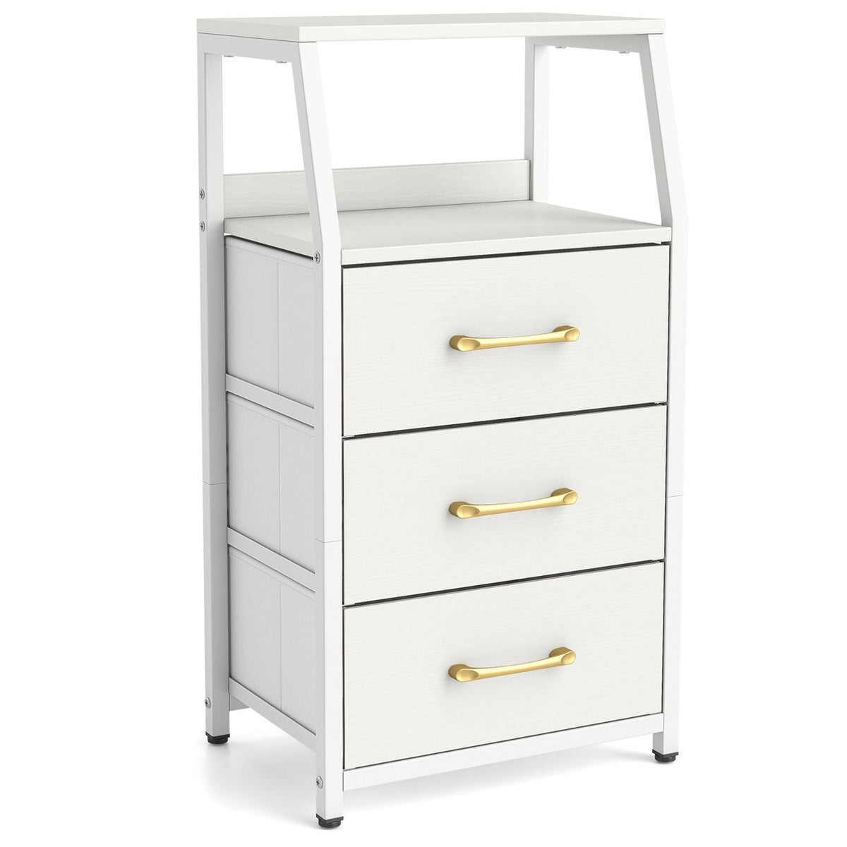 30.5 Inch Tall Nightstand with 3 Fabric Drawers and 2 Spacious Open Shelves-Black