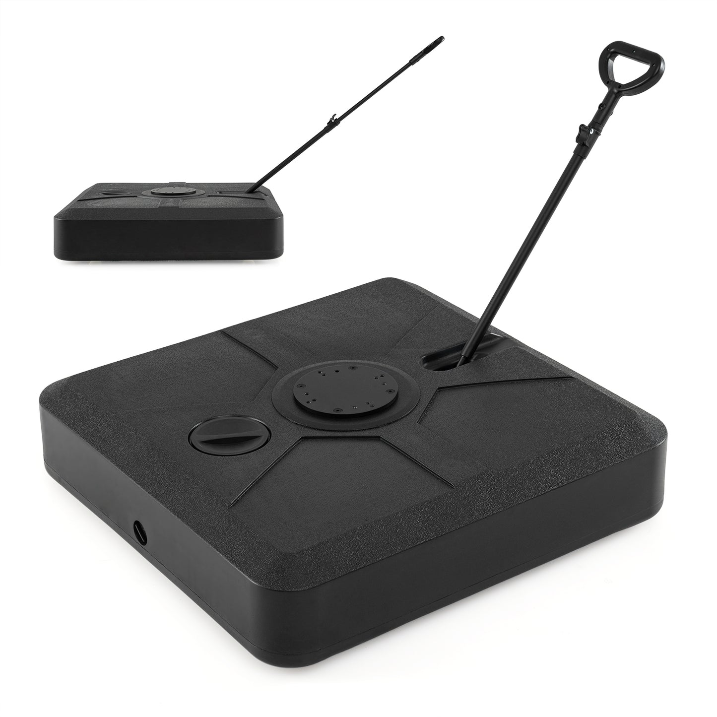 330 lbs Weighted Cantilever Umbrella Base with Wheels and Retractable Pull Rod-Black
