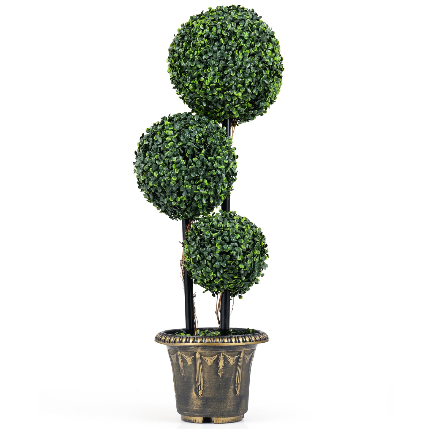 29 Inches Artificial Boxwood Topiary Tree Triple Ball Shrubs