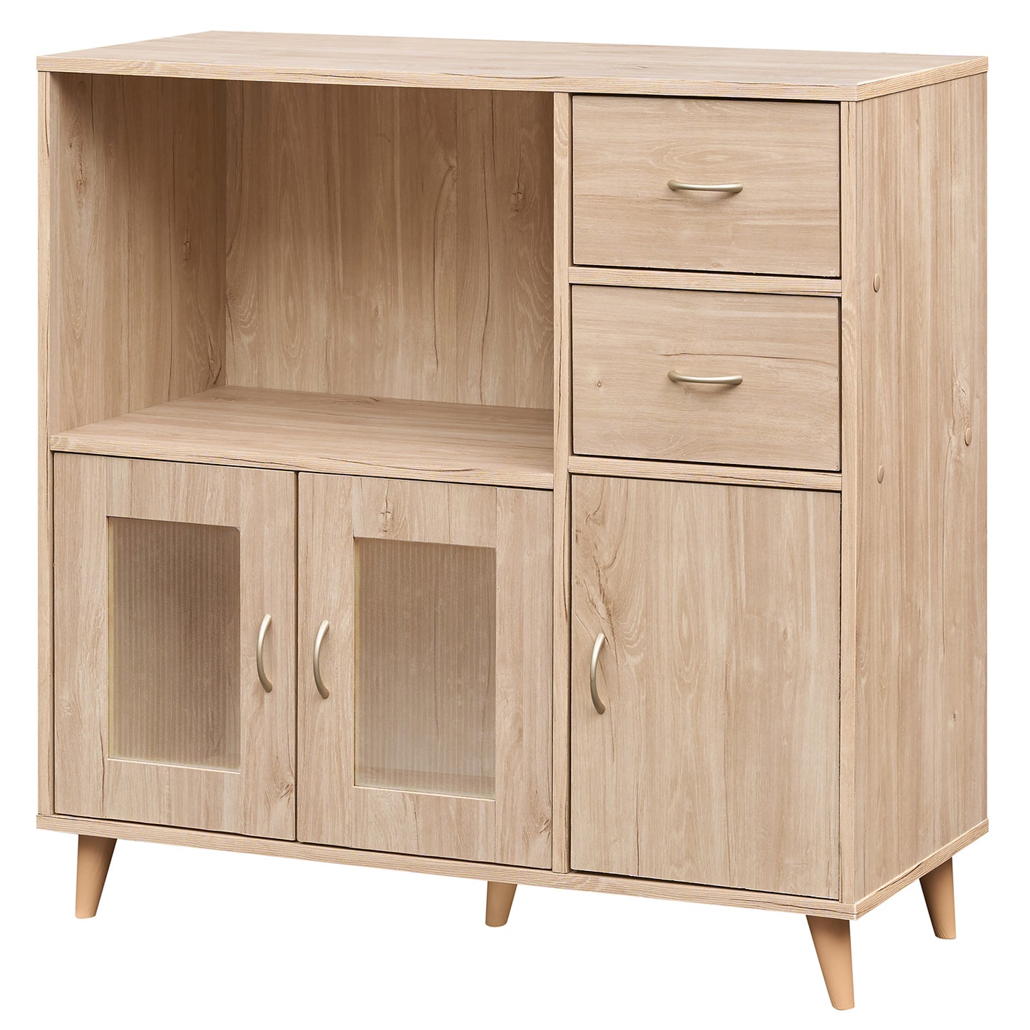 36 Inch Sideboard Buffet Cabinet with Open Compartment-Brown