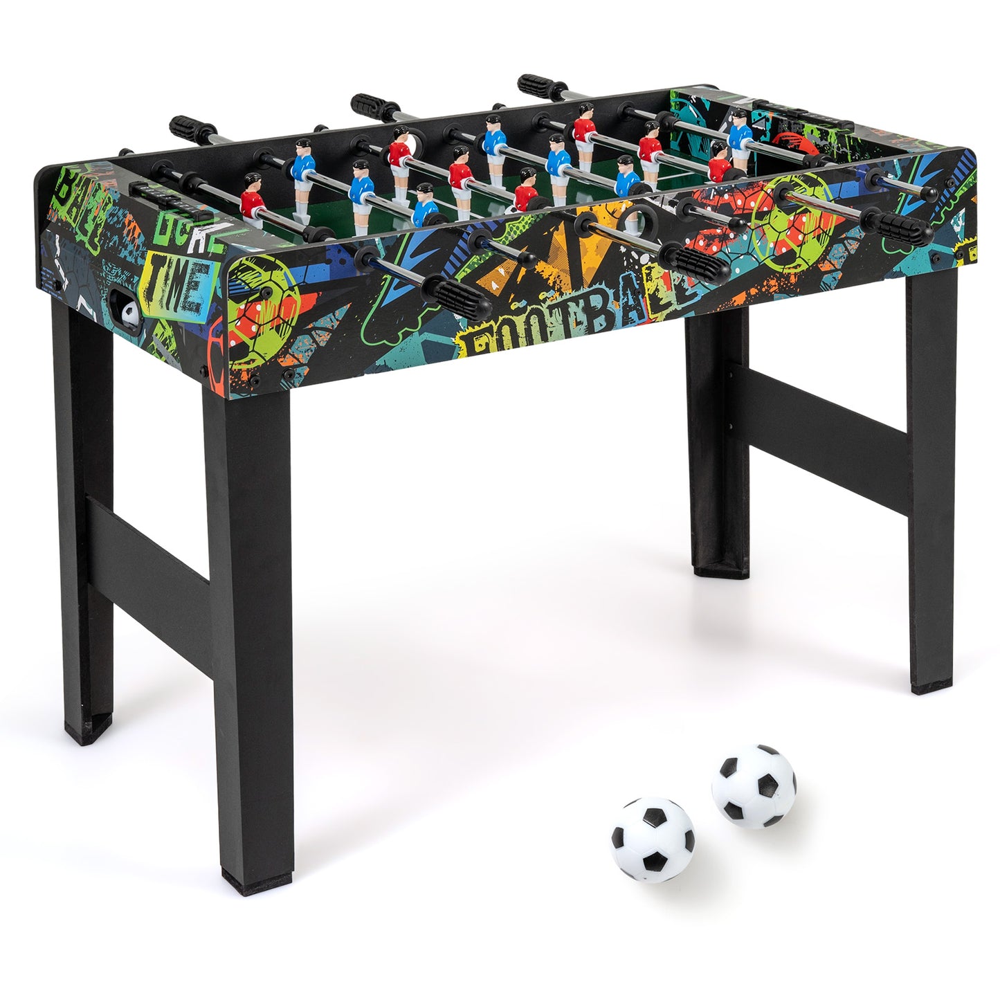 37 Inch Mini Foosball Table 2-in-1 Game Table with Detachable Legs for Tabletop-Black