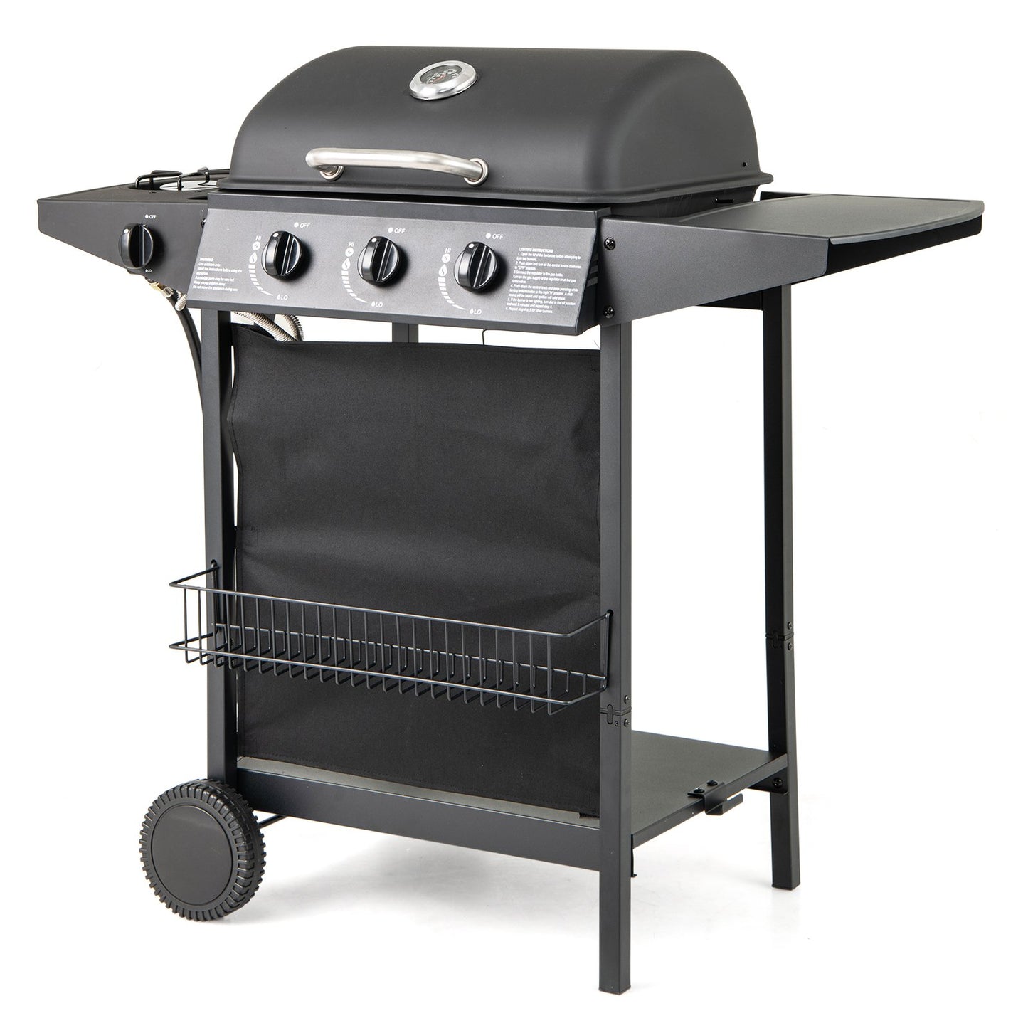 39 000 BTU Outdoor Burner Propane Gas Grill on Wheels-Black