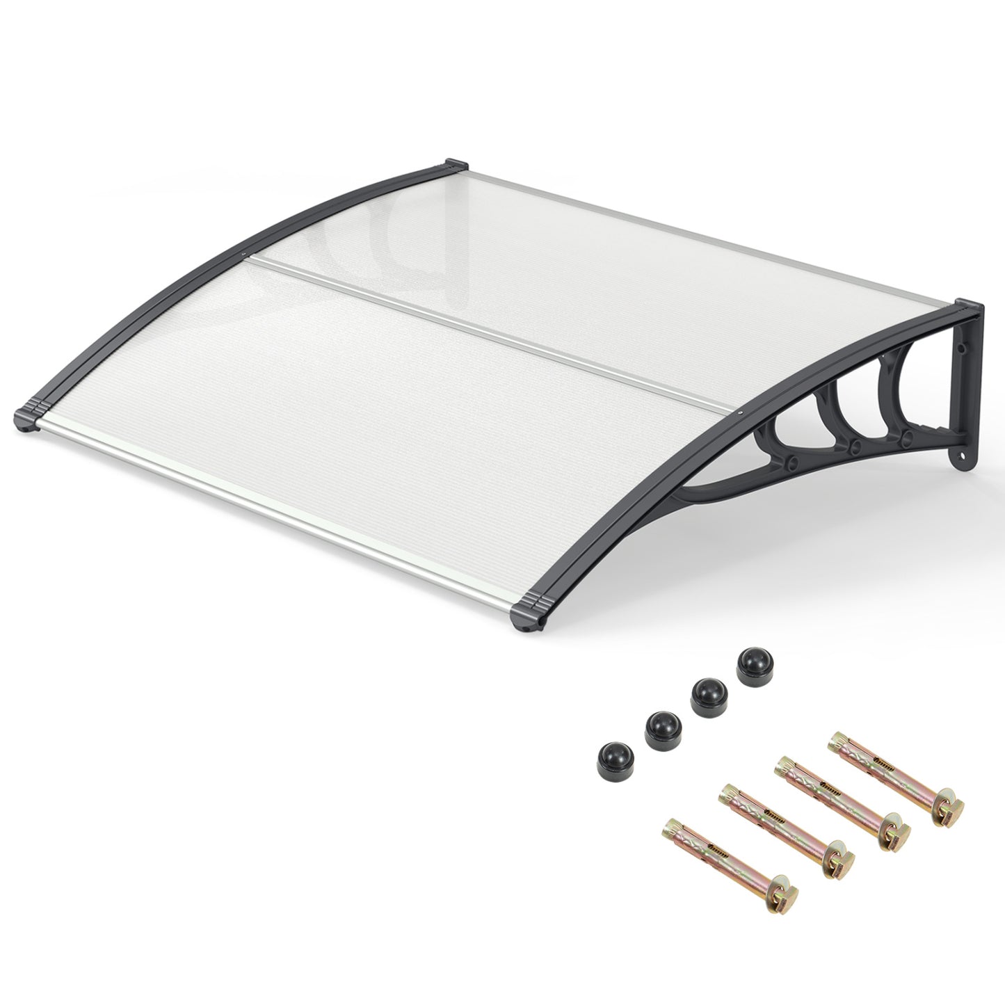 Black 39 x 30-inch outdoor front door window awning canopy exterior shade, weather-resistant and stylish for home entryways.