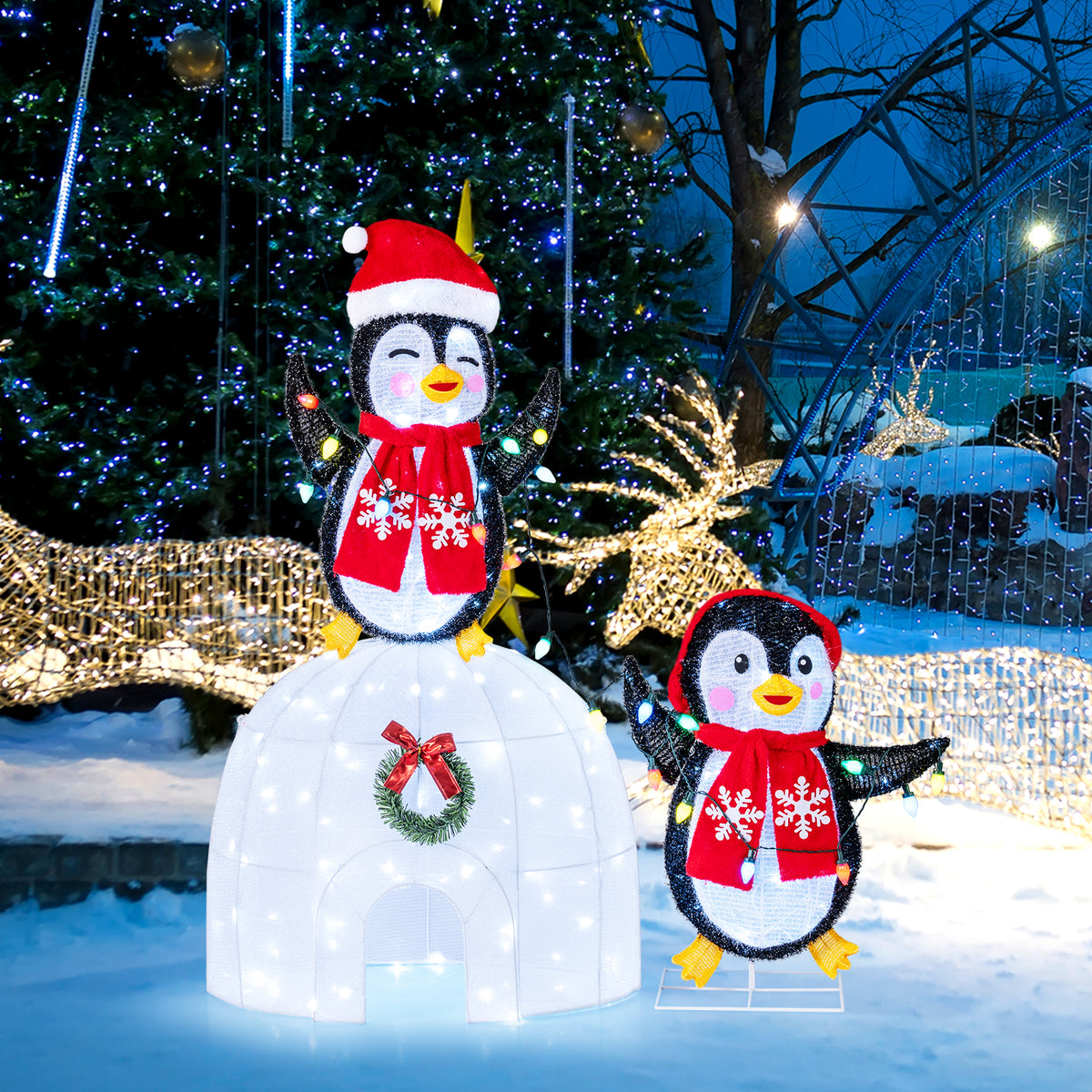 3D pre-lit indoor outdoor Christmas holiday decoration with 170 cold-white LED lights, festive holiday decor for home.