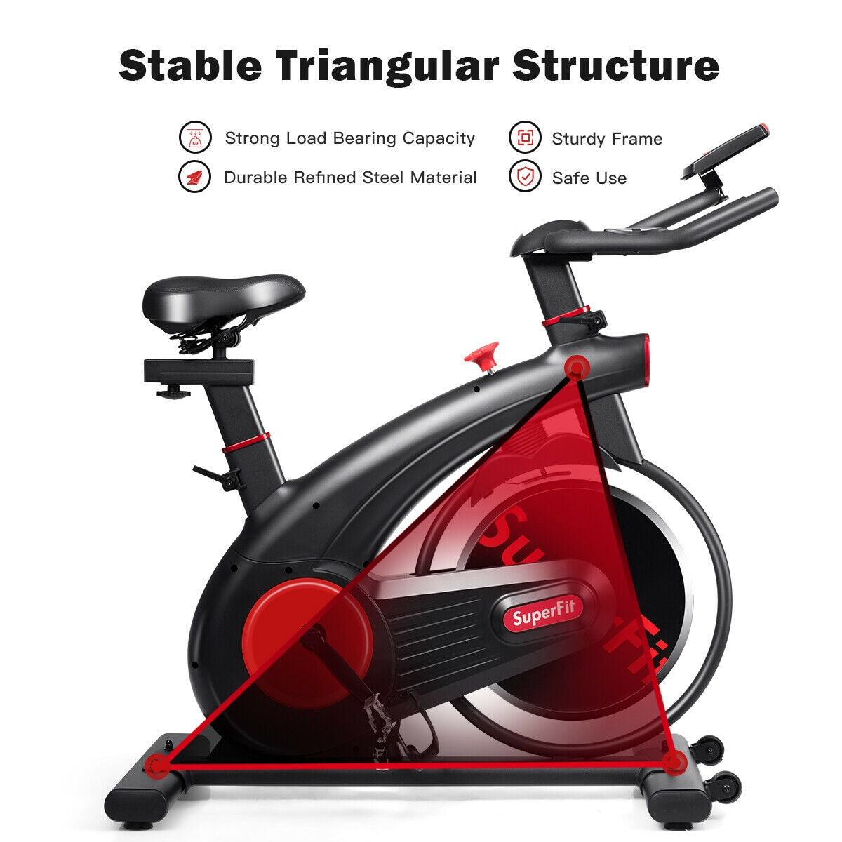Stationary Exercise Bike Silent Belt with 20LBS Flywheel-Black