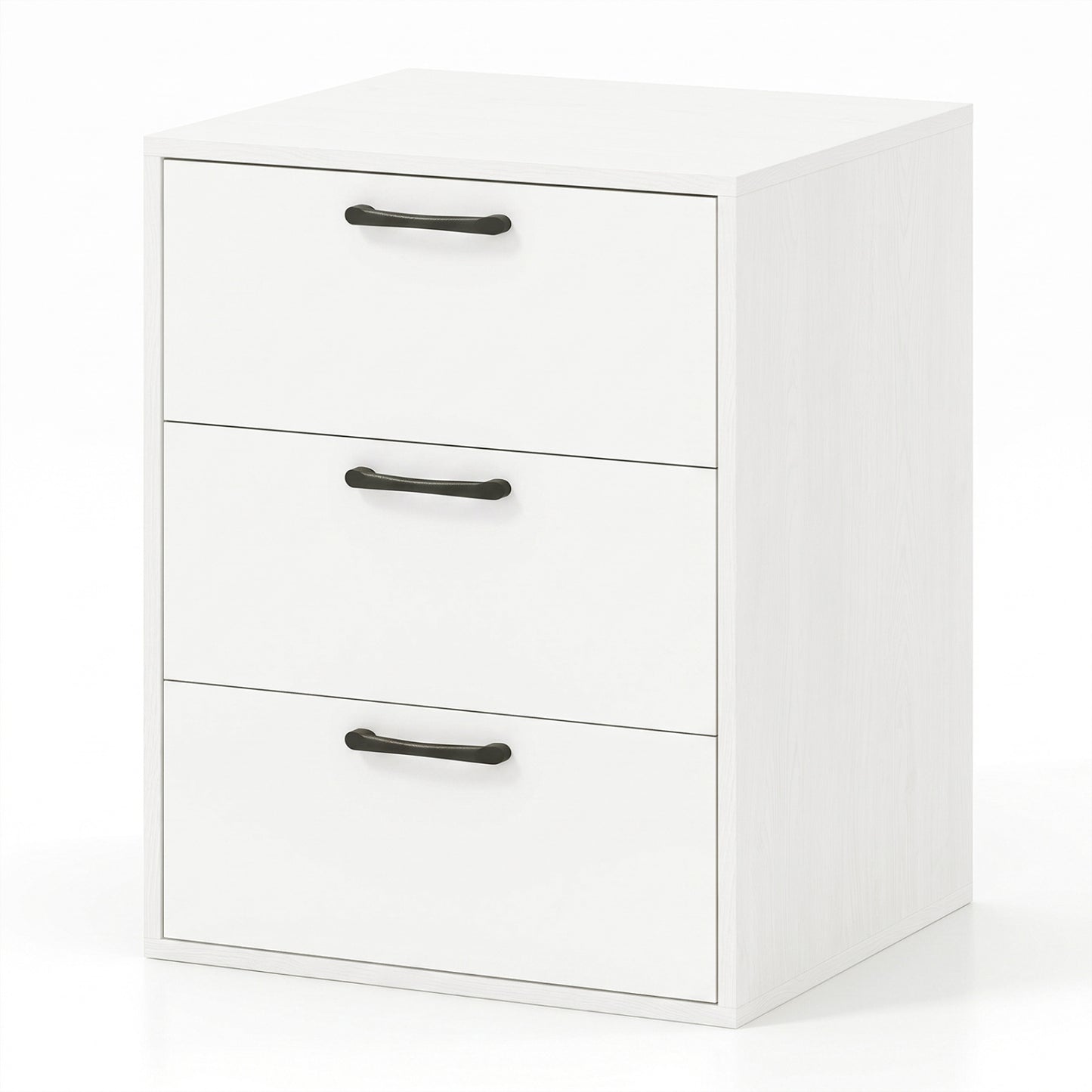 3 Drawer Nightstand with Wood Grain Finish and Storage for Living Room Bedroom Study-Black