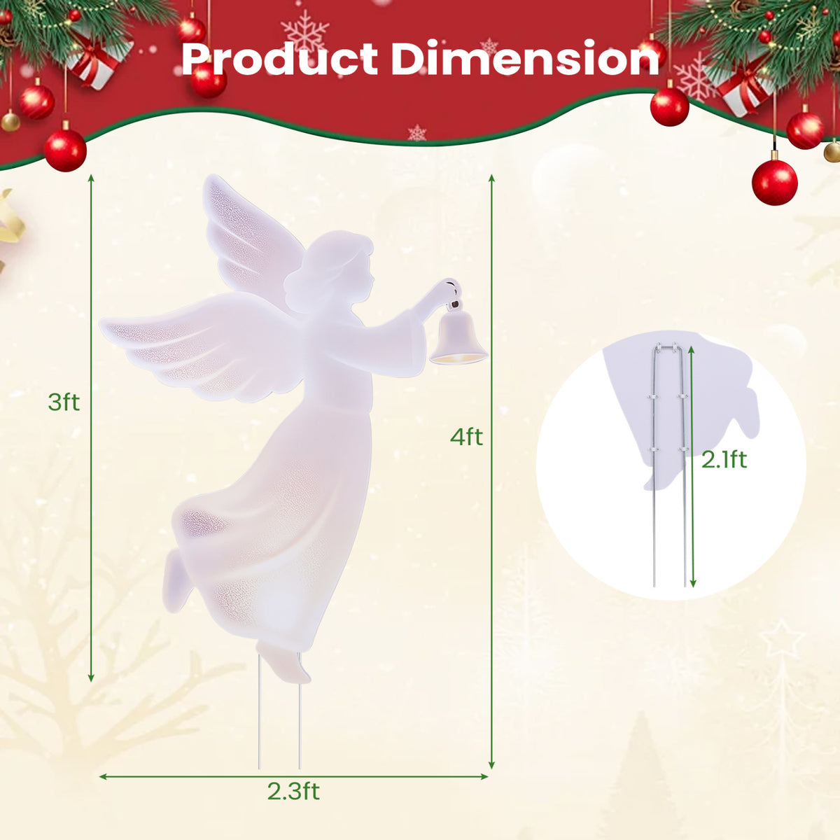 3 FTSet of 2 Outdoor Christmas Angel Yard Decoration-Pink
