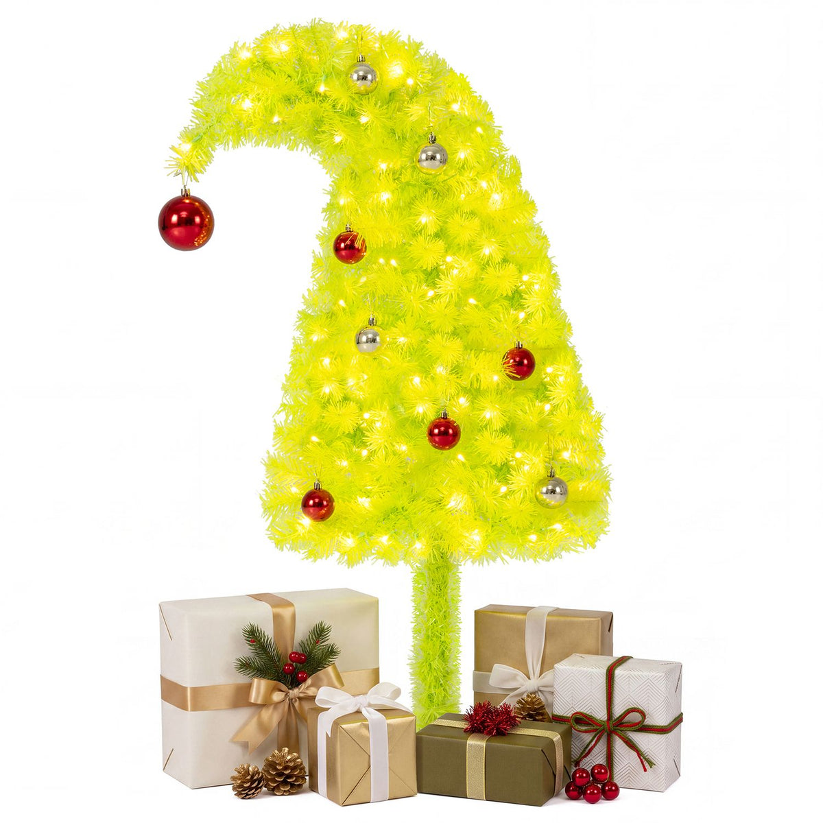 3 FT Pre-Lit and Pre-Decorated Christmas Tree with 4 Lighted Gift Boxes