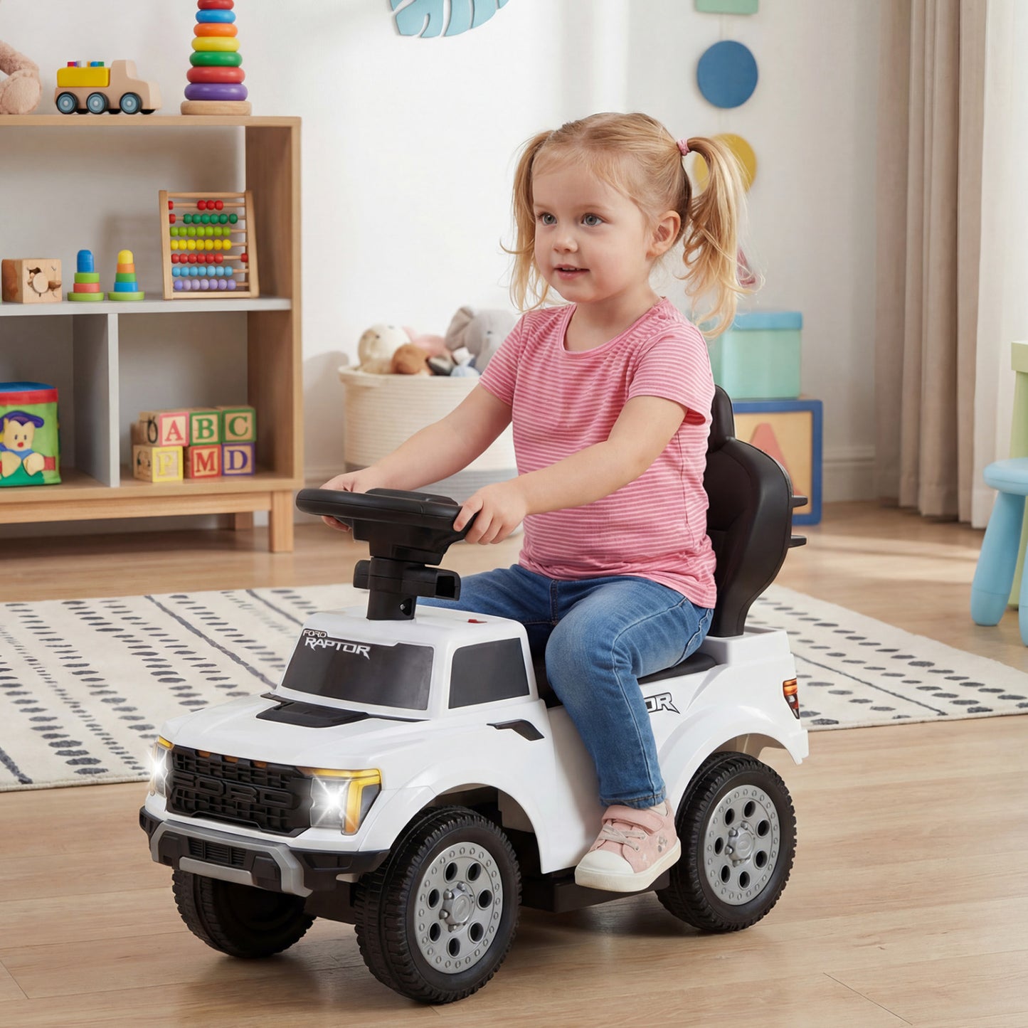 3-In-1 Licensed Ford Push Car for Toddlers-Black