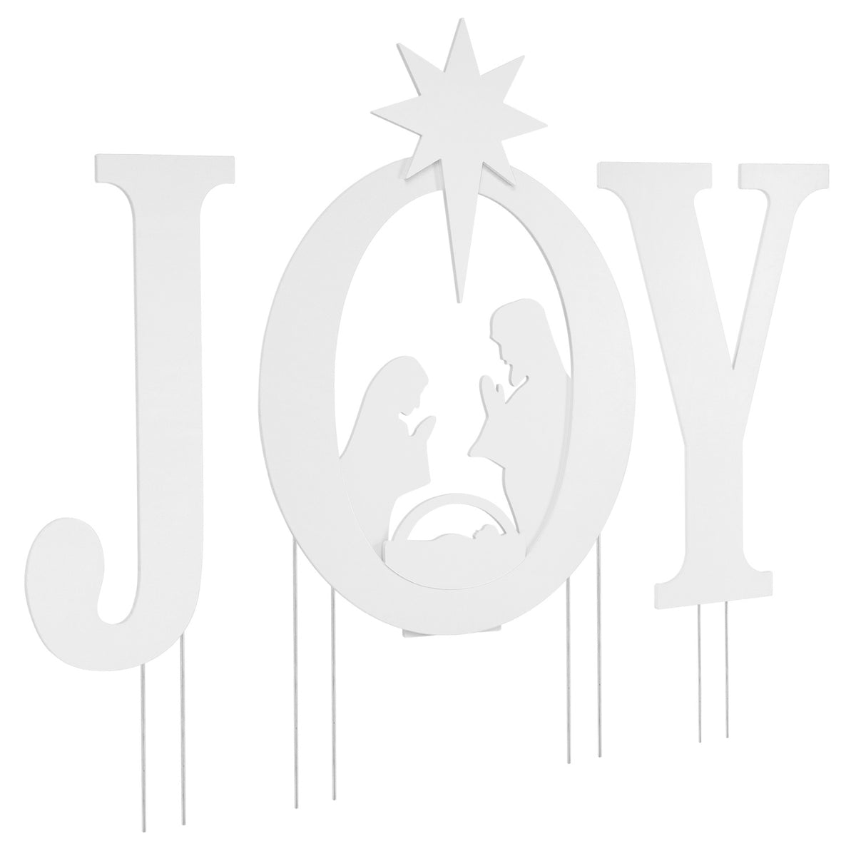 3 PCS JOY Nativity Christmas Yard Sign Set with Angels for Garden-Red
