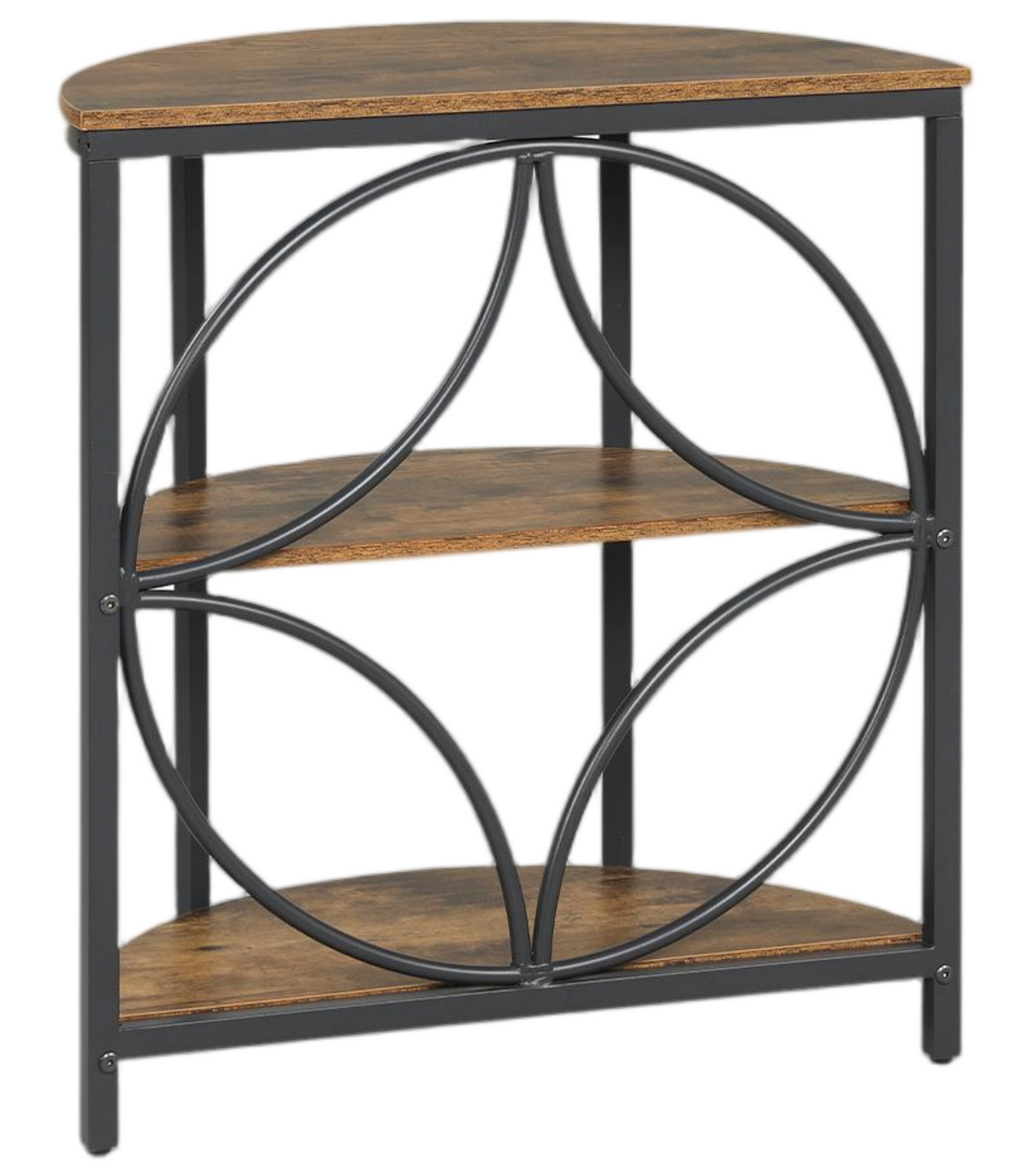 3-Tier Half Round End Table with Study Metal Frame for Living Room-Gray