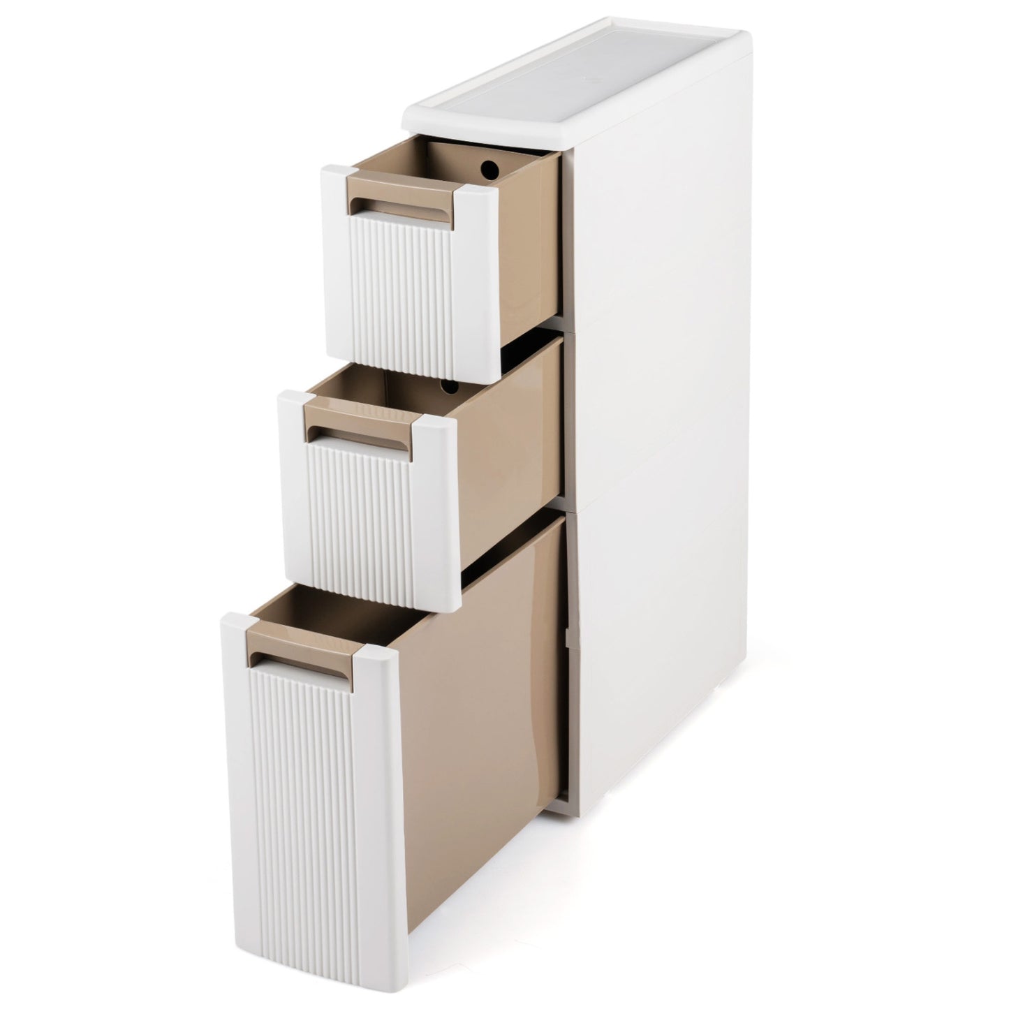 3-Tier Narrow Storage Cabinet Slim Rolling Cart with 3 Drawers and 2 Removable Dividers-S