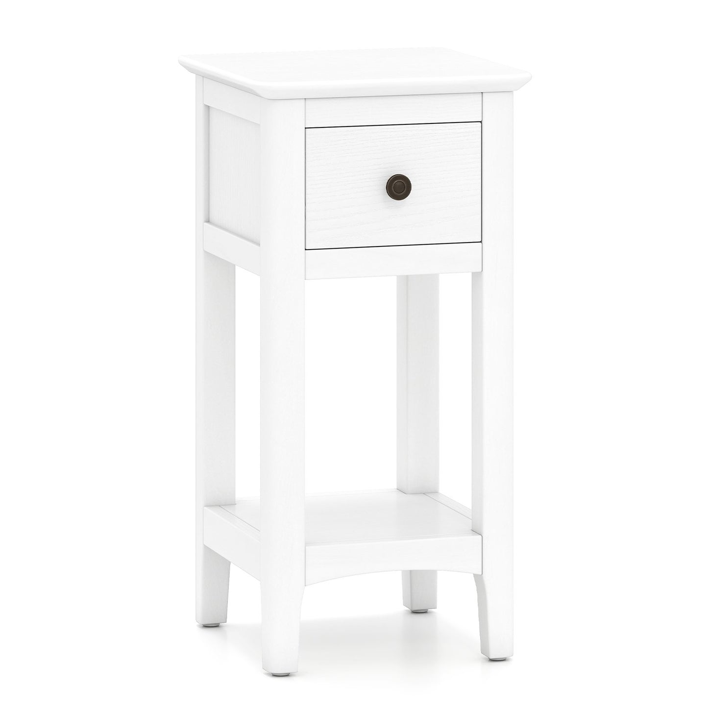 3-Tier Nightstand with Drawer and Open Storage Shelf-Natural