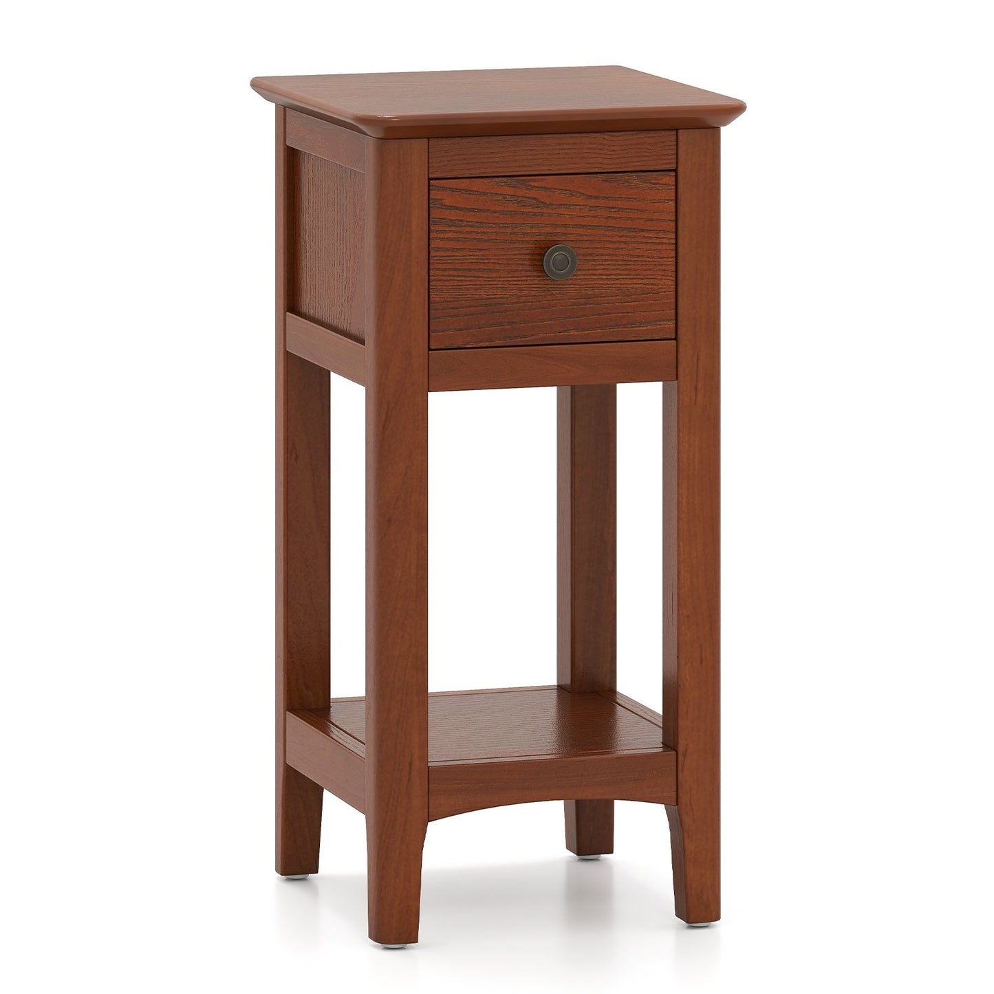 3-Tier Nightstand with Drawer and Open Storage Shelf-Natural