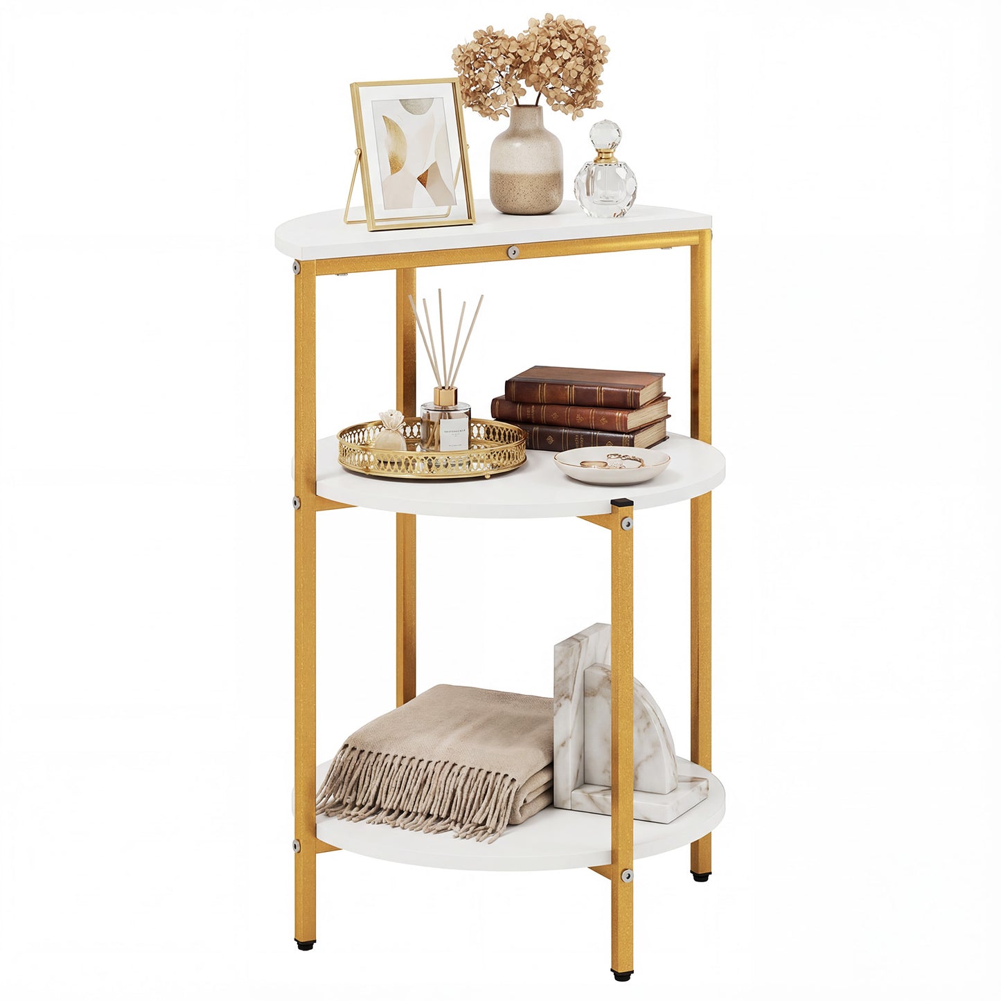 3-Tier Round End Table for Small Space and Bedroom Room-Set of 2