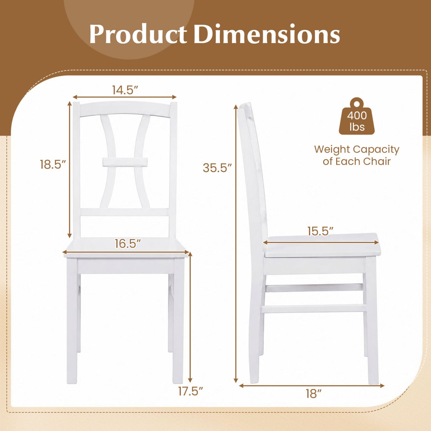 400 lbs Capacity Dining Chair Set of 4 with Cross Backrest and Rubber Wood Frame-Black