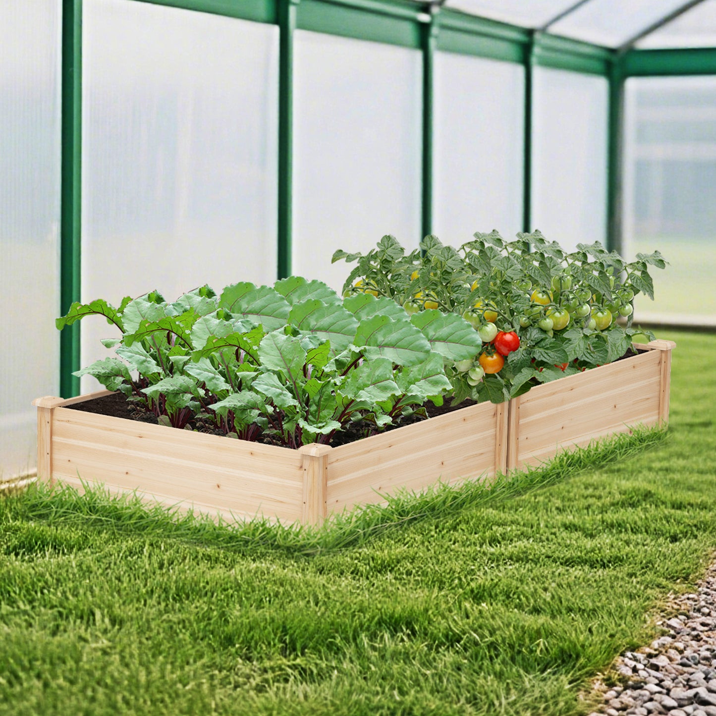 40" x 40" Outdoor Wood Raised Garden Bed-Natural