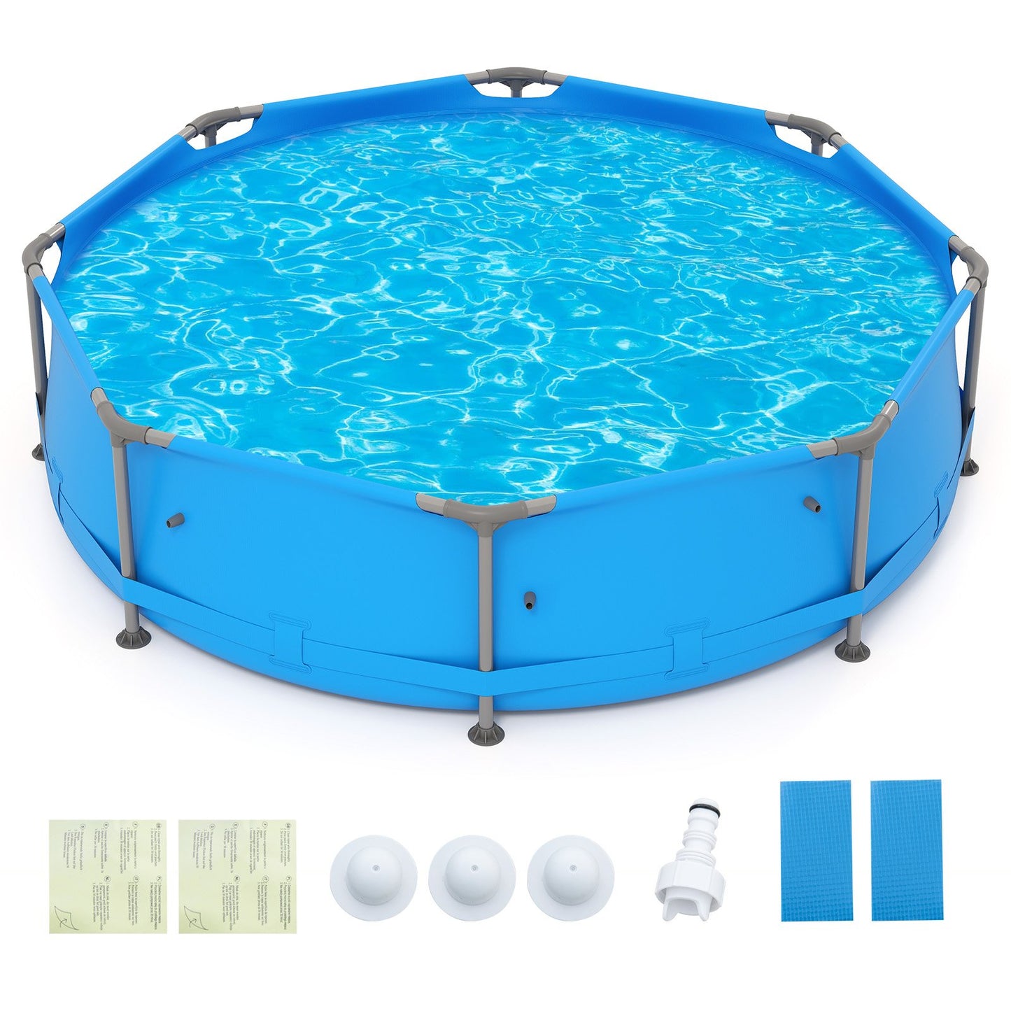 690/978/1158/1617 Gal Outdoor Family Swimming Pool with Metal Frame-6 ft