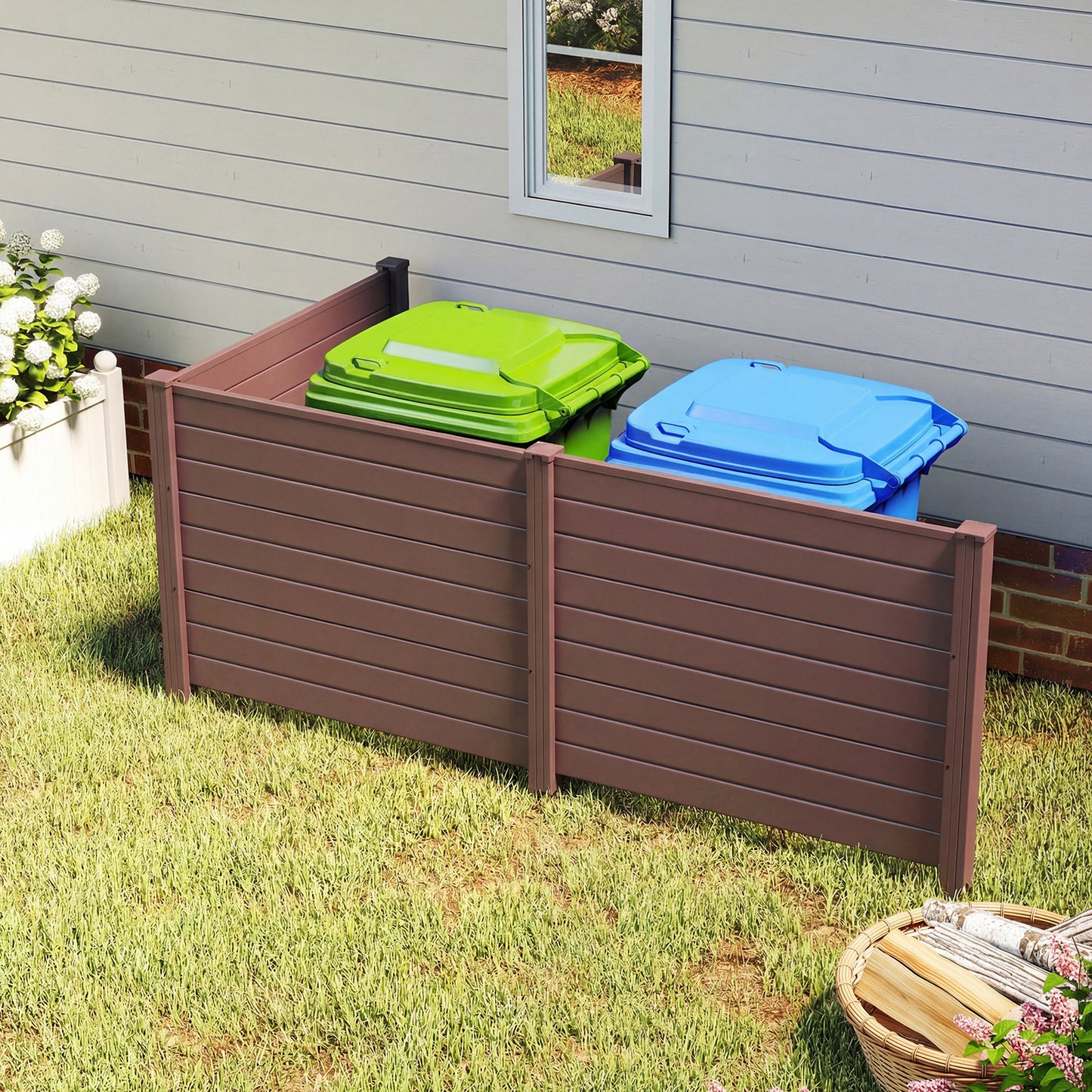 48 x 38 Inches Air Conditioner Fence 2 Panels Outdoor Privacy Fence-Brown
