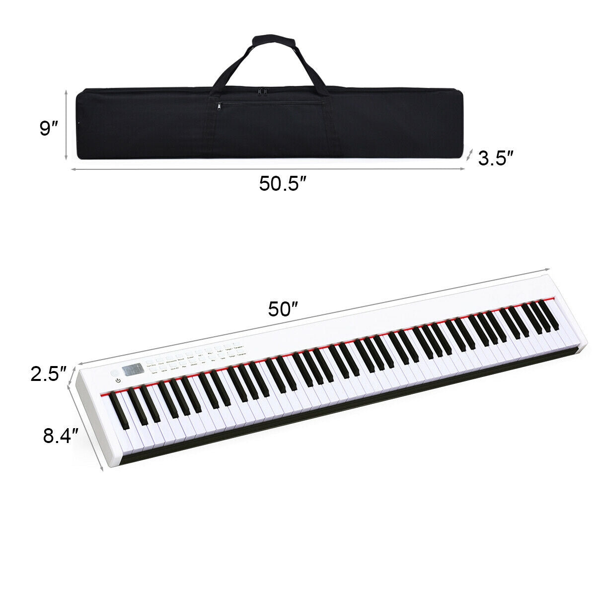 BX-II 88-key Portable Digital Piano with MP3-White