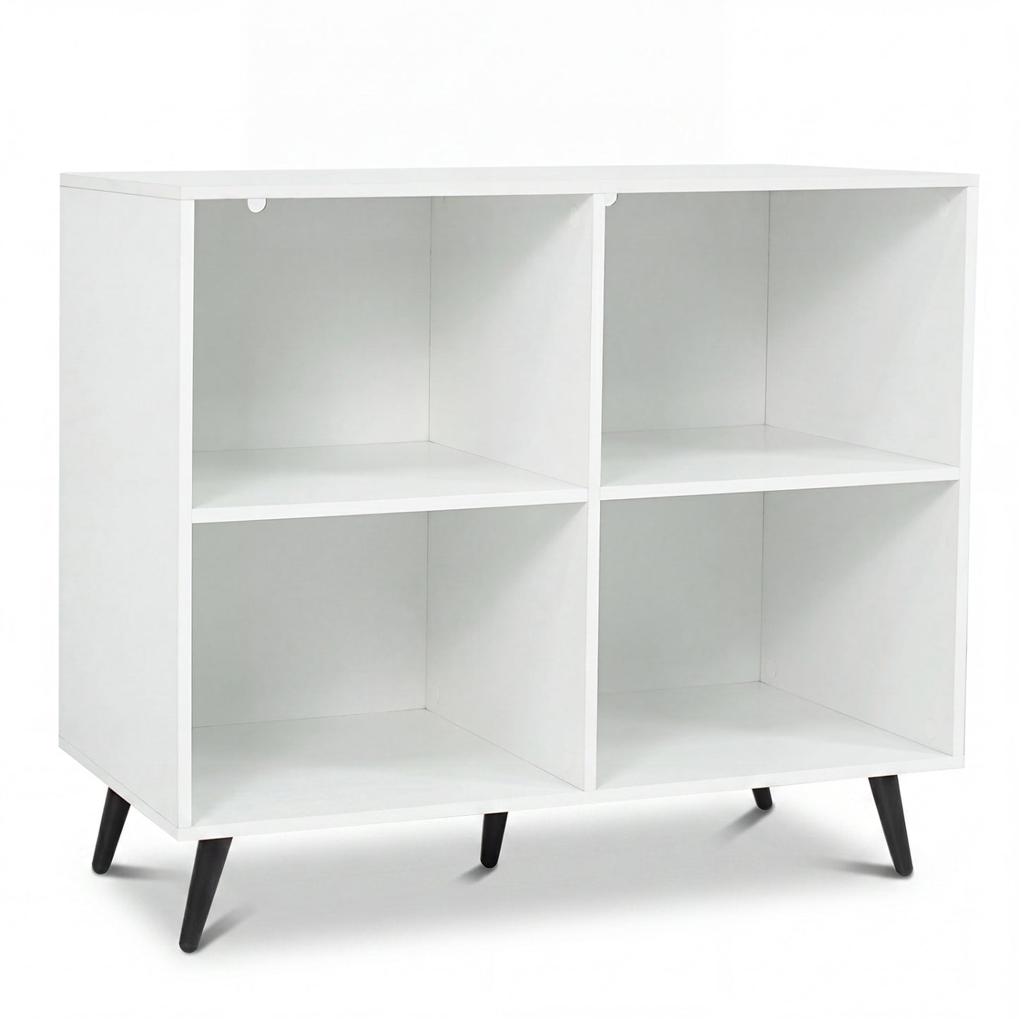 4-Cube Wooden Bookshelf Bookcase with 5 Metal Legs for Home-Natural