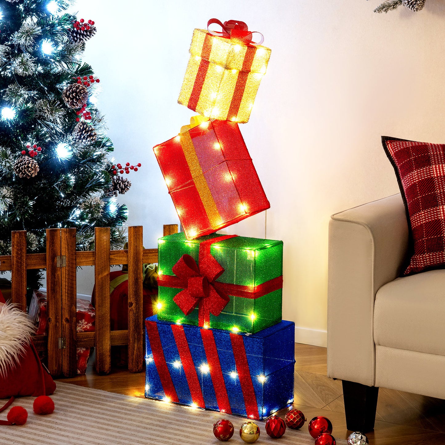 4 Ft Stackable Gift Boxes Set of 4 Stacked Christmas Present Boxes