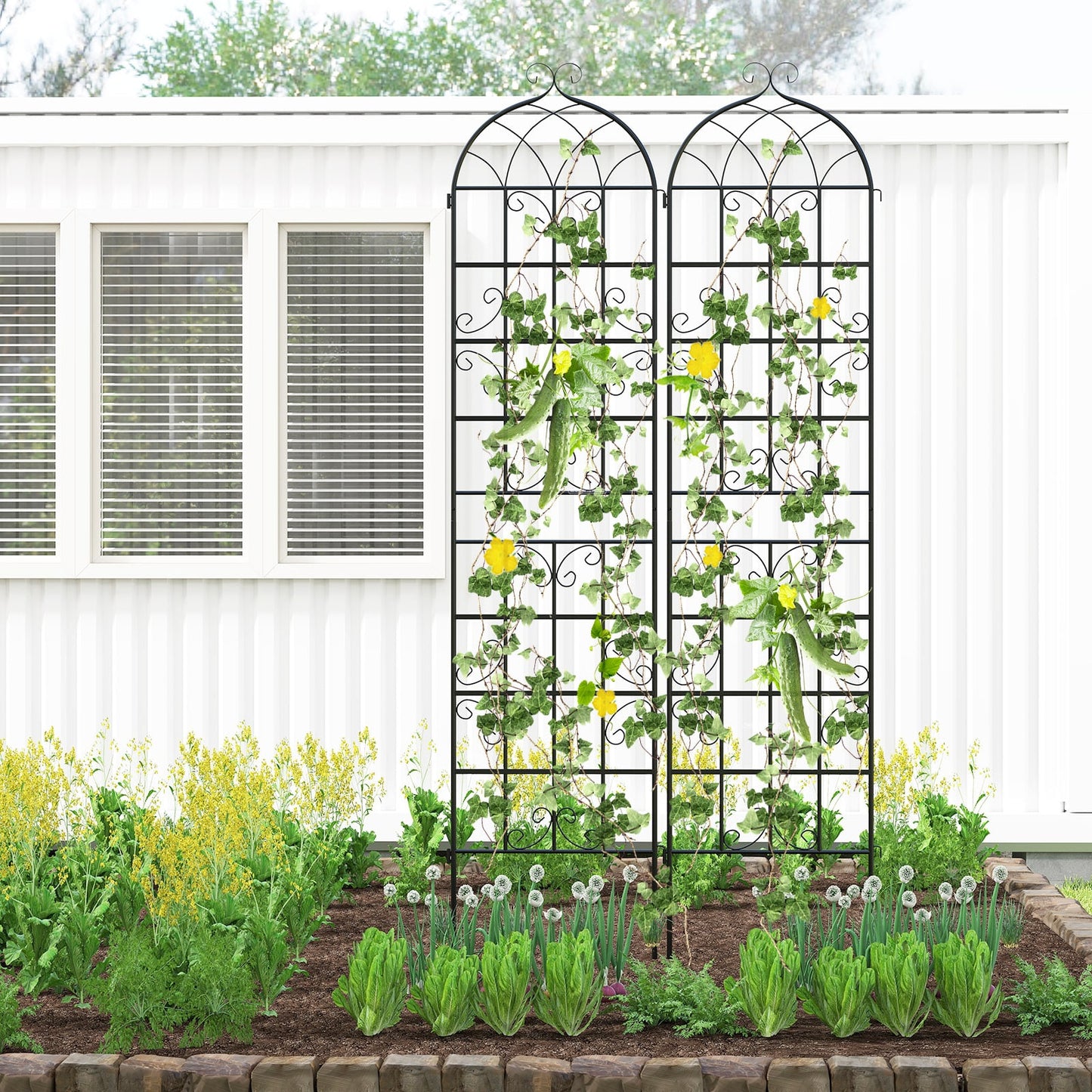 4 Pack 86" x 20" Metal Garden Trellis for Outdoor Climbing Plants