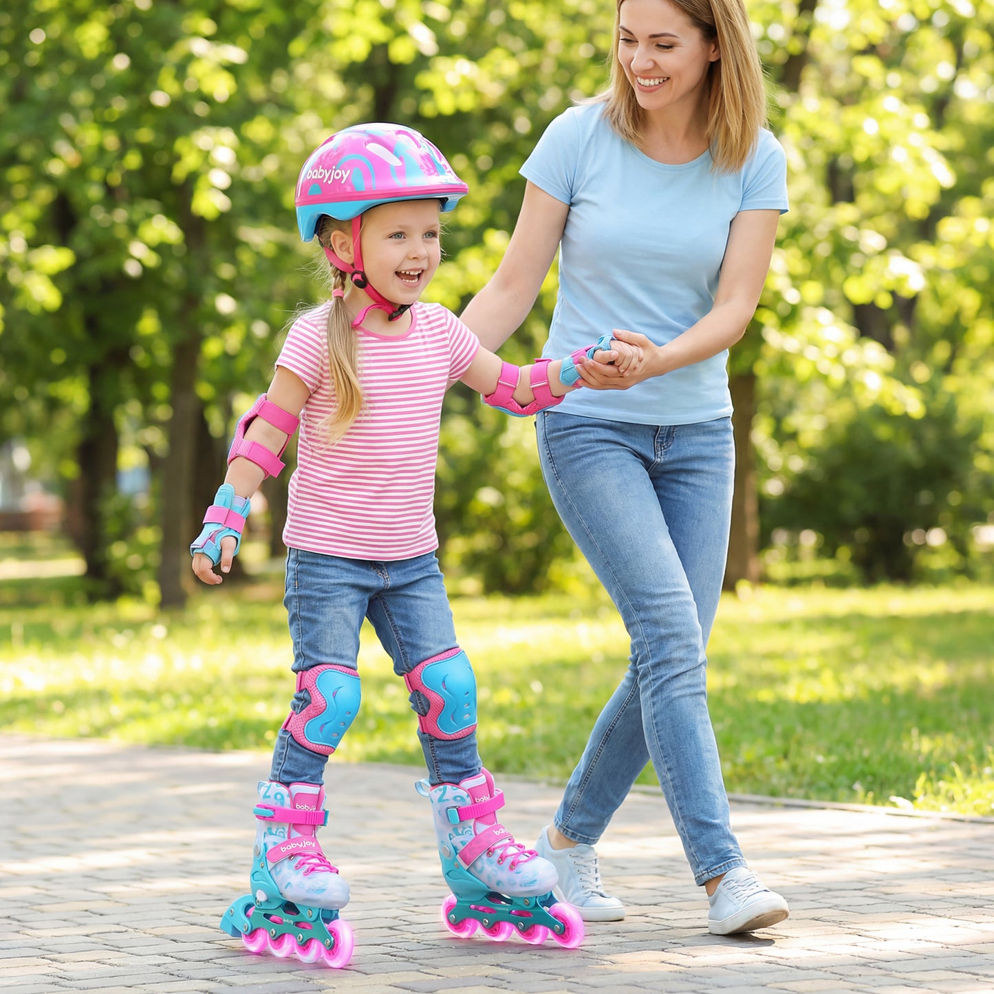 4-Size Adjustable Kids Inline Skates for Beginners Ages 5-7-Blue