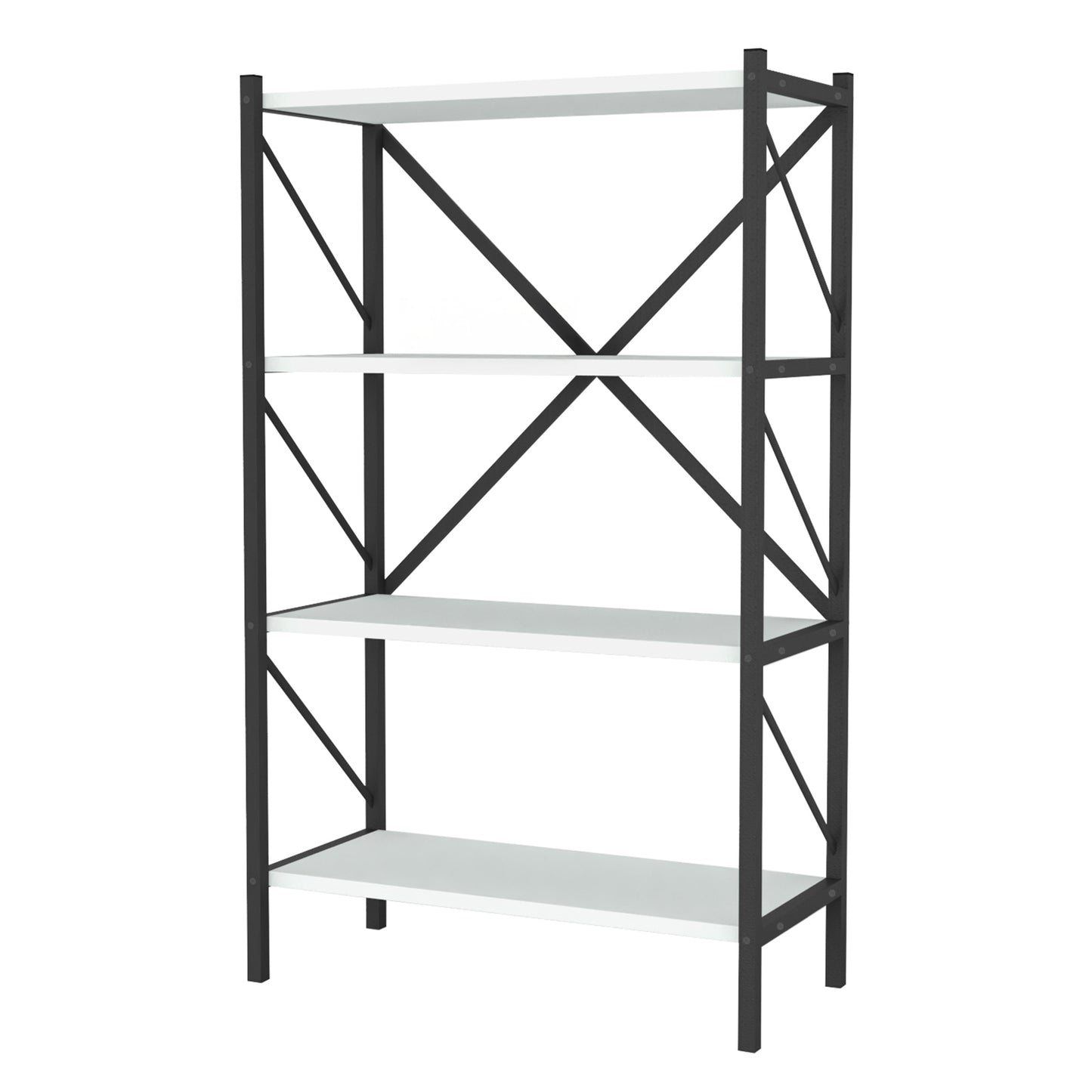 4-Tier Bookshelf with Heavy-Duty Metal Frame-Walnut