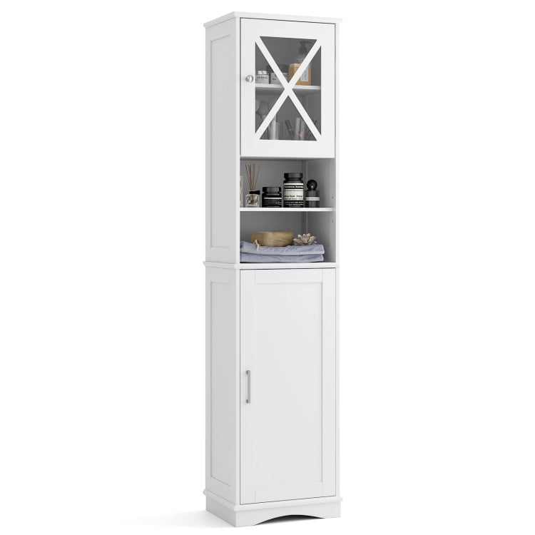 3-in-1 Bath & Storage Combo: Tall Cabinet Shower Bench & Buffet Sideboard