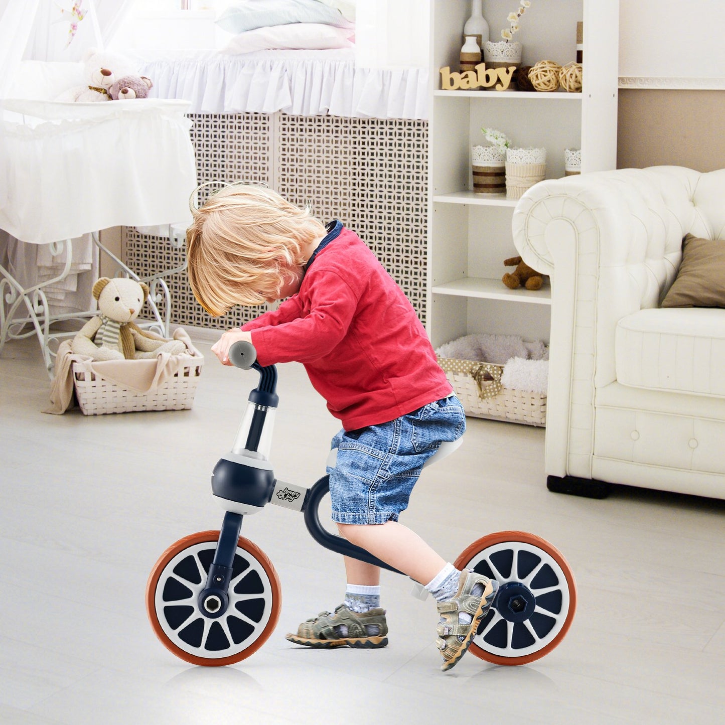 4-in-1 Kids Trike Bike with Seat Height and Adjustable Parent Push Handle