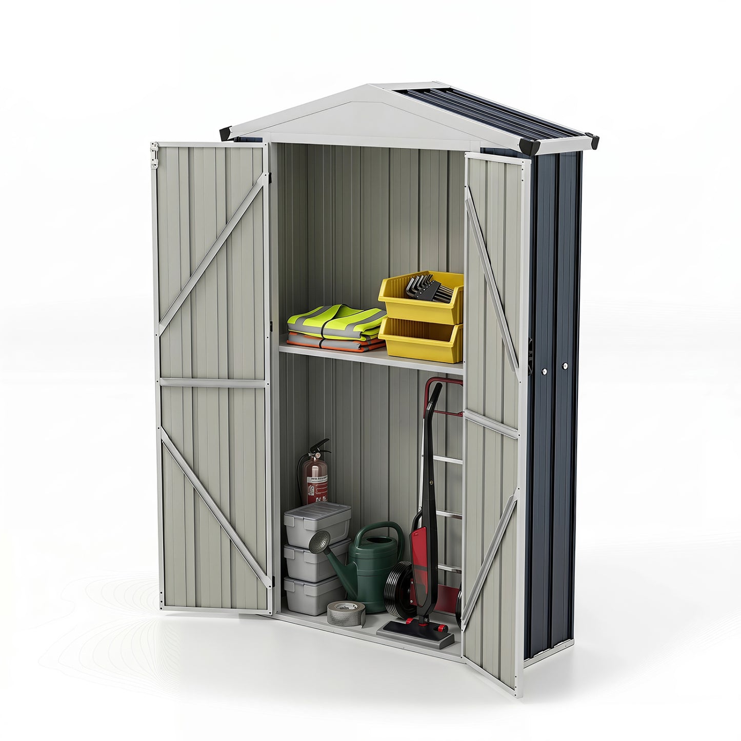 4 x 2 x 6 FT Outdoor Storage Shed with Sloping Roof and Lockable Door-Gray