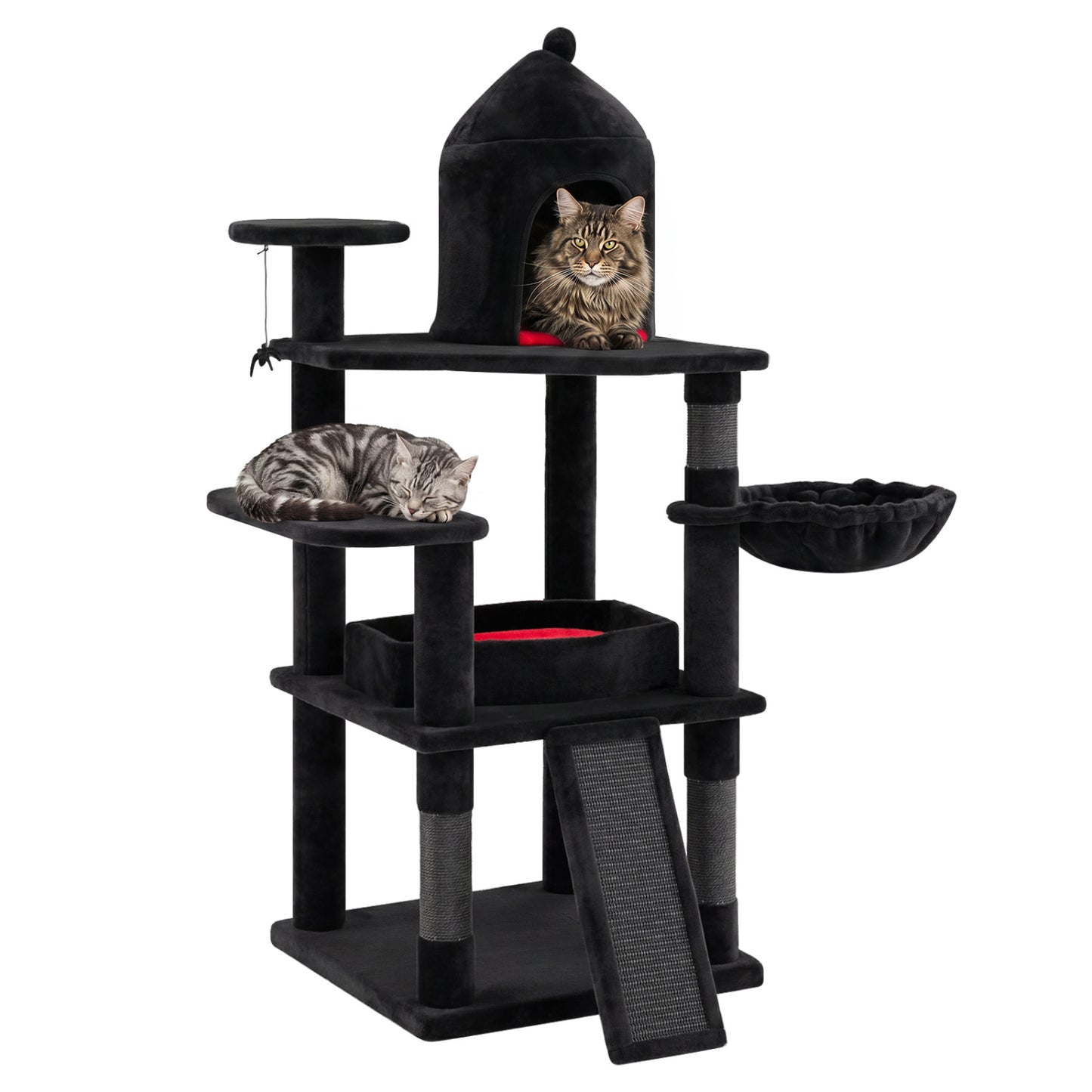 50 Inch Gothic Multi-level Cat Tree with House for Indoor Cats