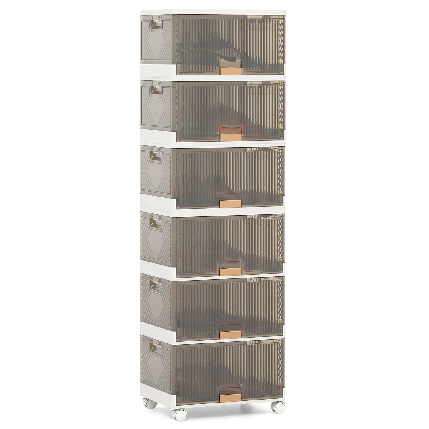 3/4/5/6-Cube Stackable Storage Bins with Detachable Wheels-4 Cube