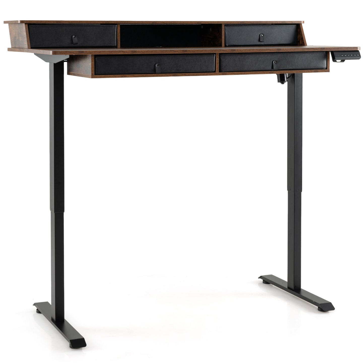 55 Inch x 27 Inch Electric Standing Desk with Drawers-Black