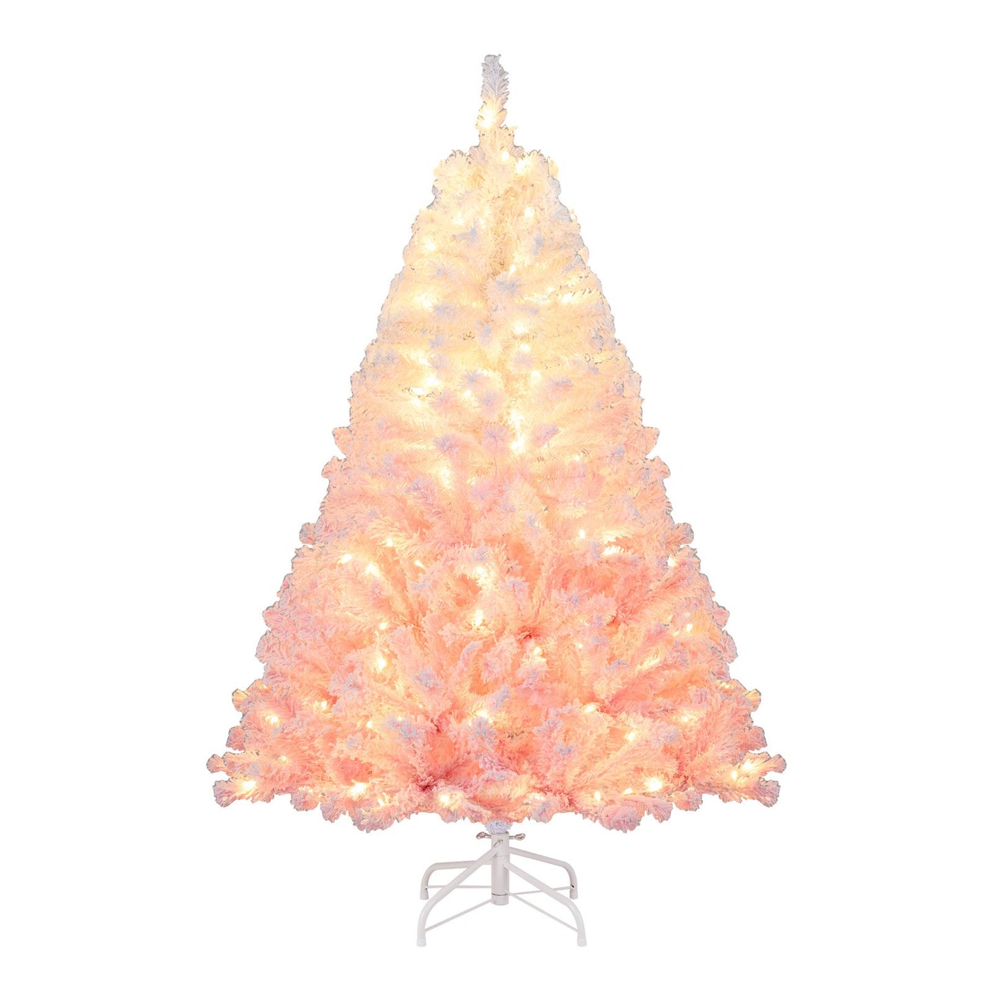 5/6/7/8 FT Artificial Christmas Tree with Warm White LED Lights and 8 Modes for Holiday-5 Feet