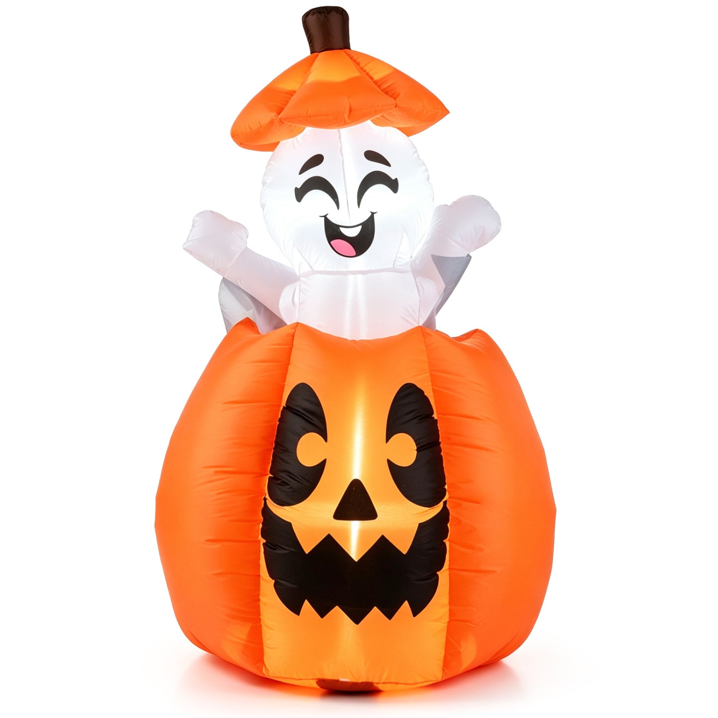 5 FT Animated Halloween Inflatable Pumpkin and Rising Ghost for Holiday Decor