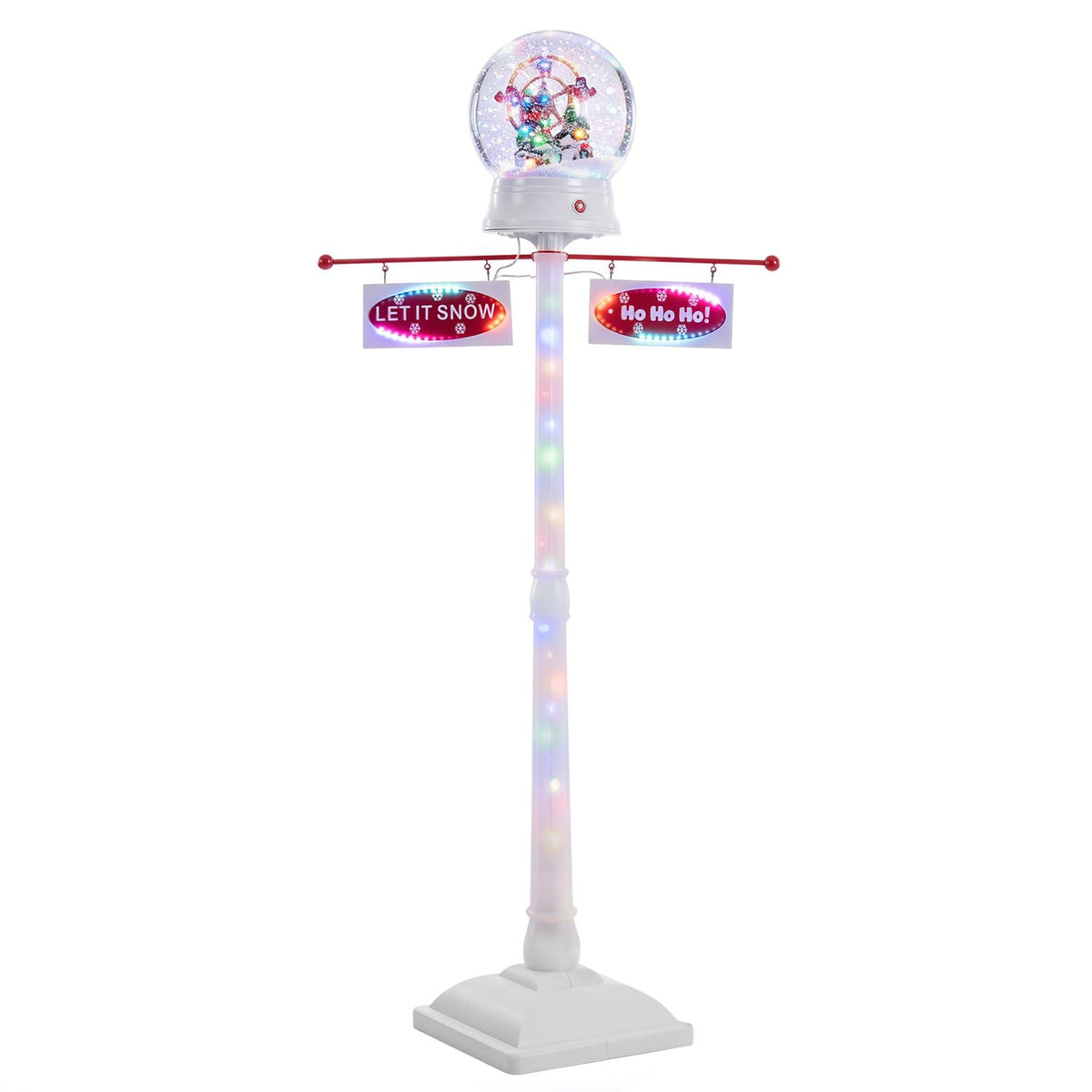 5 FT Indoor Christmas Street Lamp Post with Colorful Lights-White
