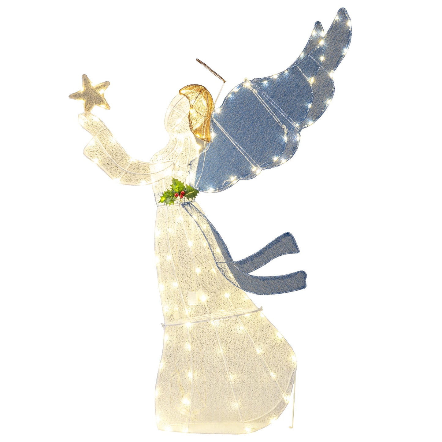 5 Feet Lighted Angel Christmas Decoration with Wings and Warm LED Lights