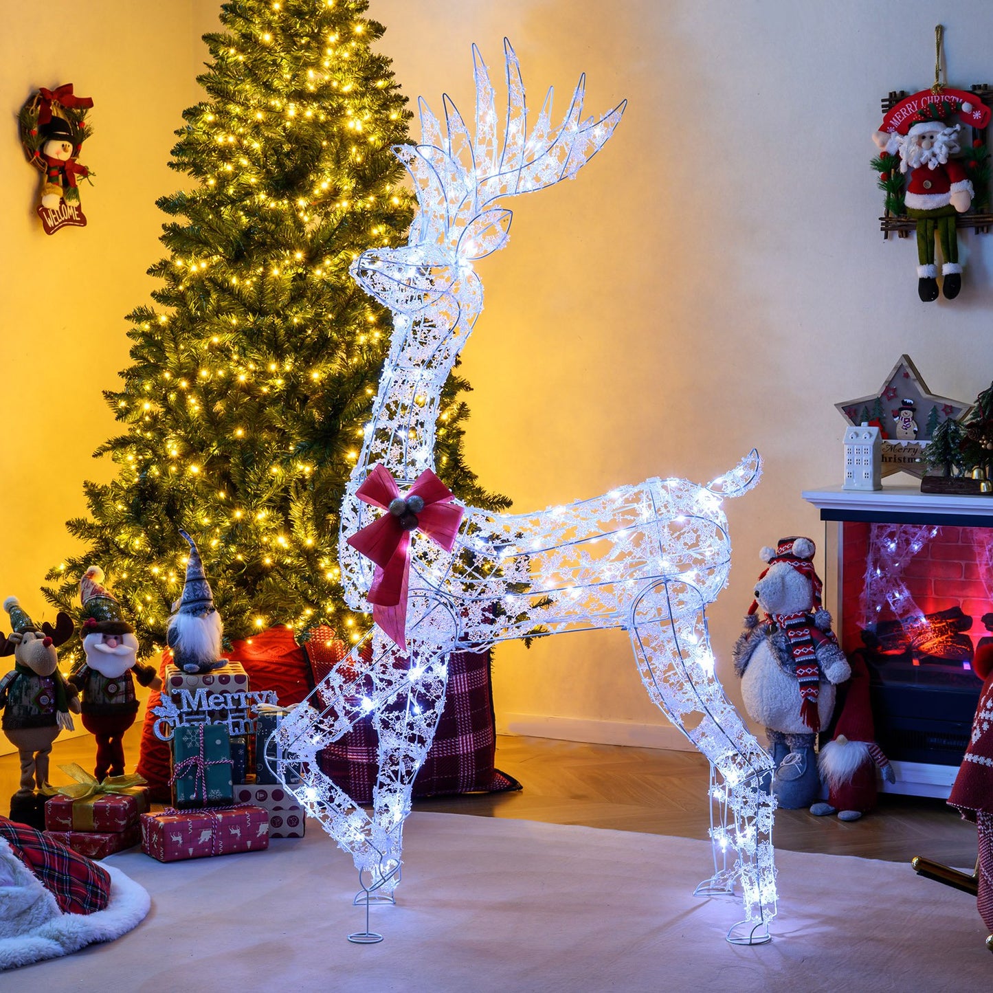 5 Feet Pre-Lit Christmas Reindeer with 100 LED Lights