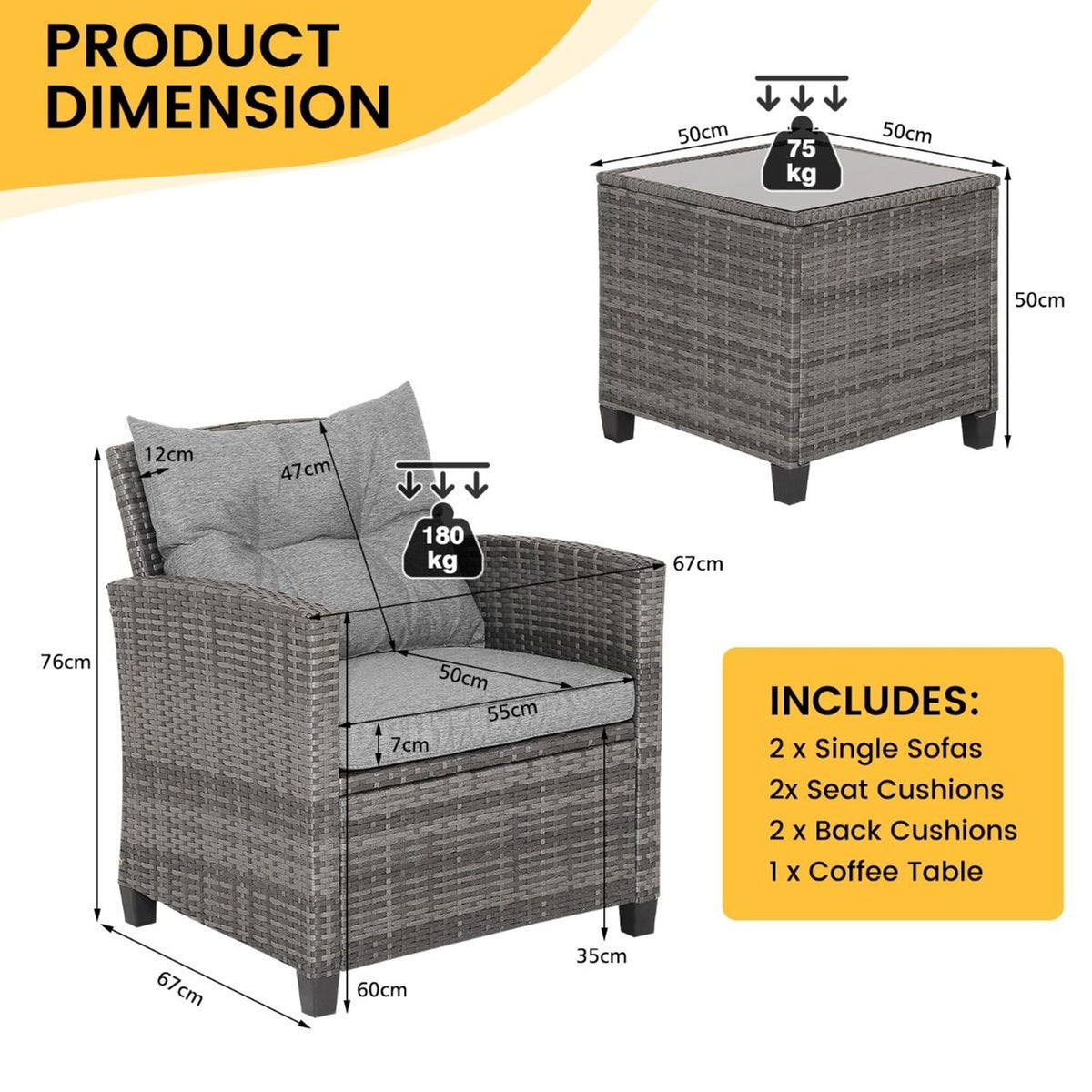 5-Piece Outdoor Rattan Sofa Set with Corner Loveseat 4 Cushioned Seats and Coffee Table