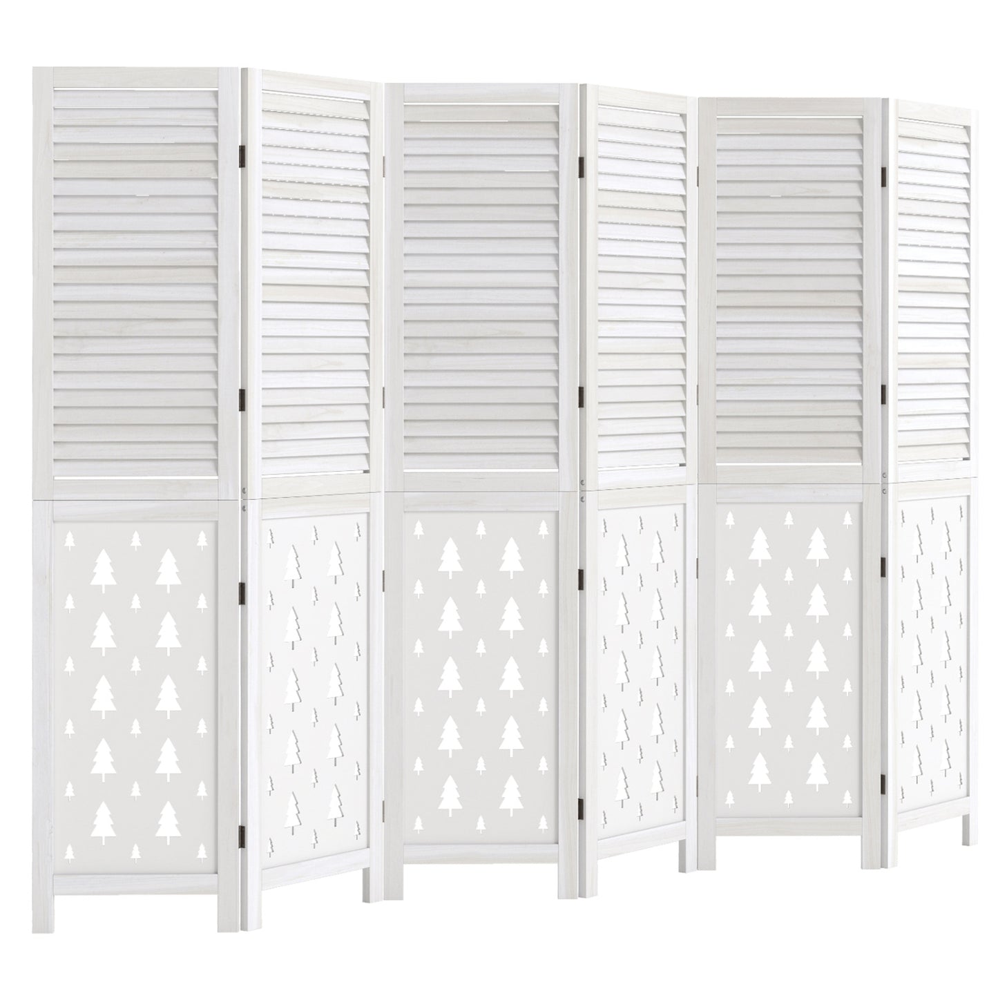 67" Tall Wood Room Divider Indoor Wooden Partition for Room Separation-4 Panels
