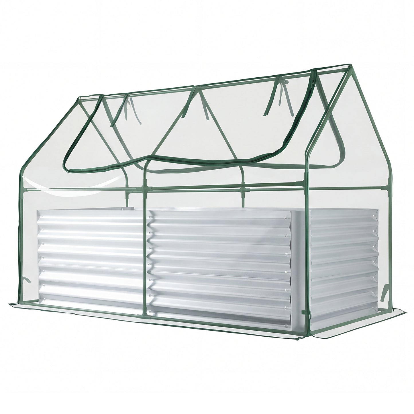 68 x 33 x 21 Inch Galvanized Raised Garden Bed with Cover-Black