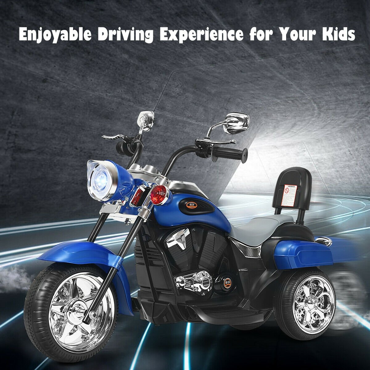 6V Powered Toddler 3-Wheel Motorbike Ride On Toy with Horn and Headlight-Black & Red
