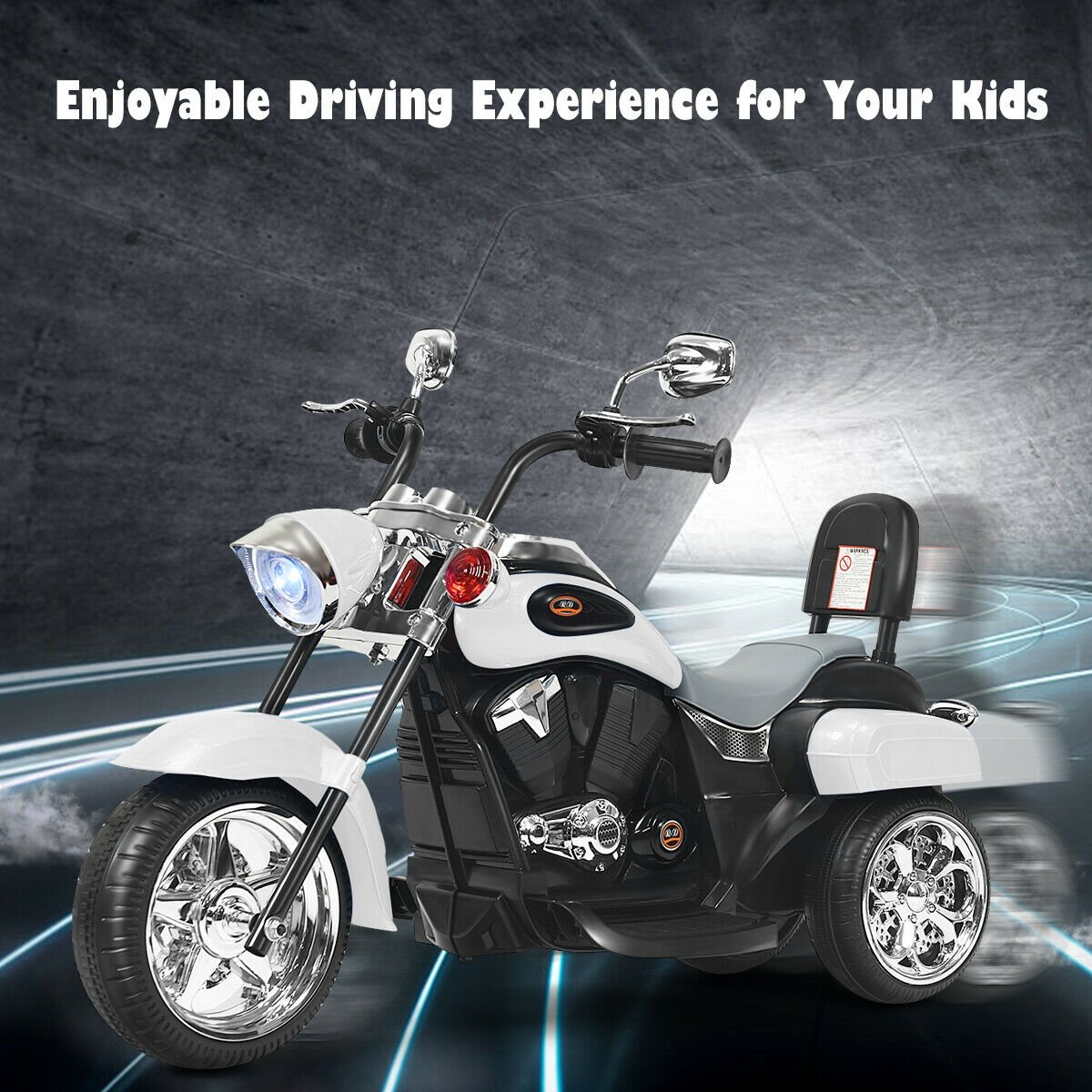 6V Powered Toddler 3-Wheel Motorbike Ride On Toy with Horn and Headlight-Black & Red