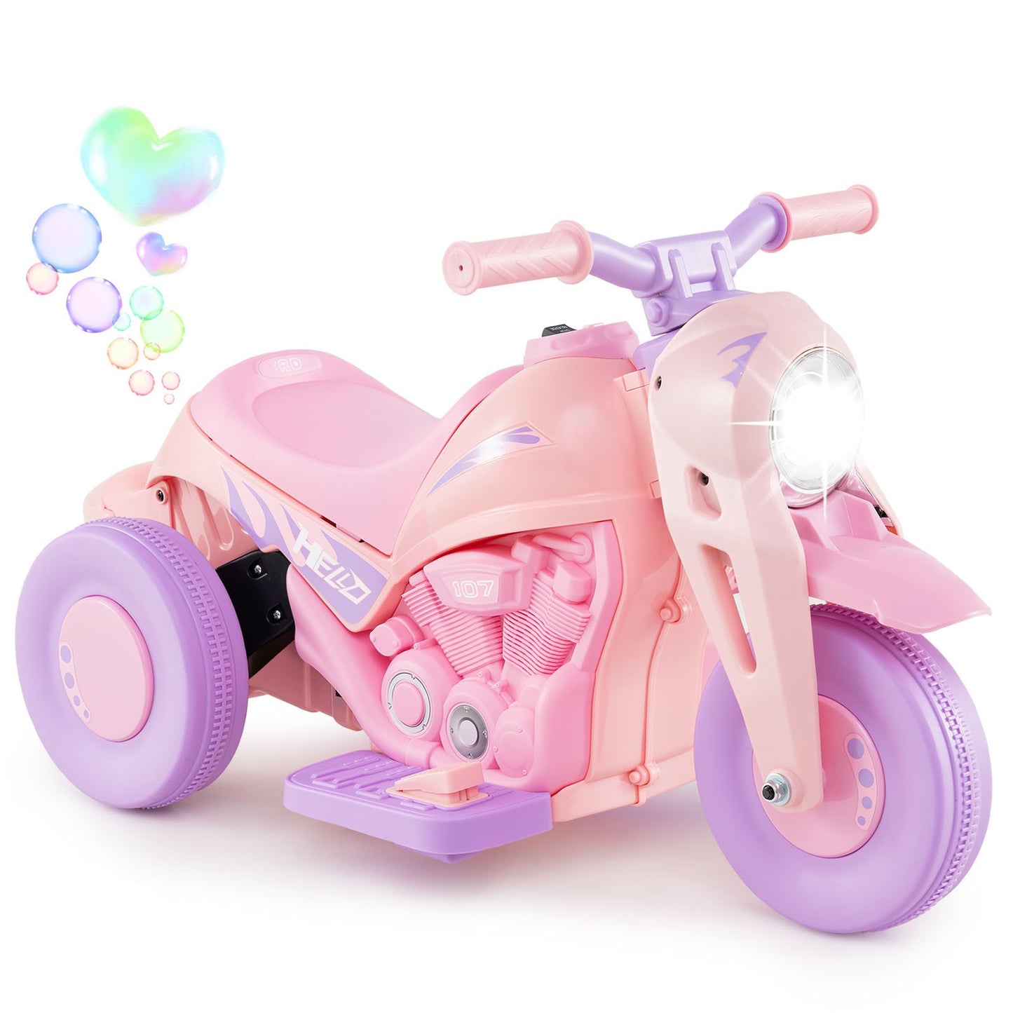 6V Kids Electric Ride on Motorcycle with Bubble Maker and Music-Beige