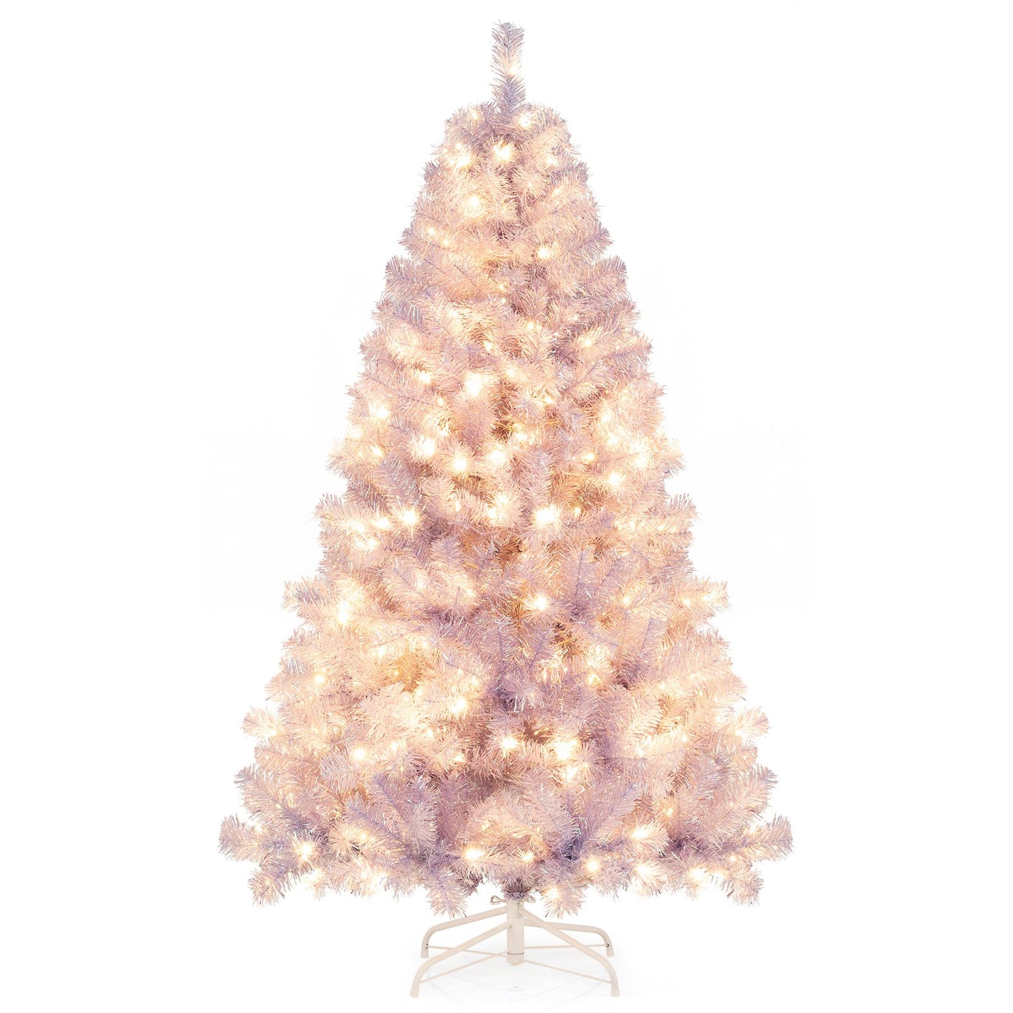 6/7.5 FT Pre-Lit Tinsel Christmas Tree Artificial Xmas Tree-M